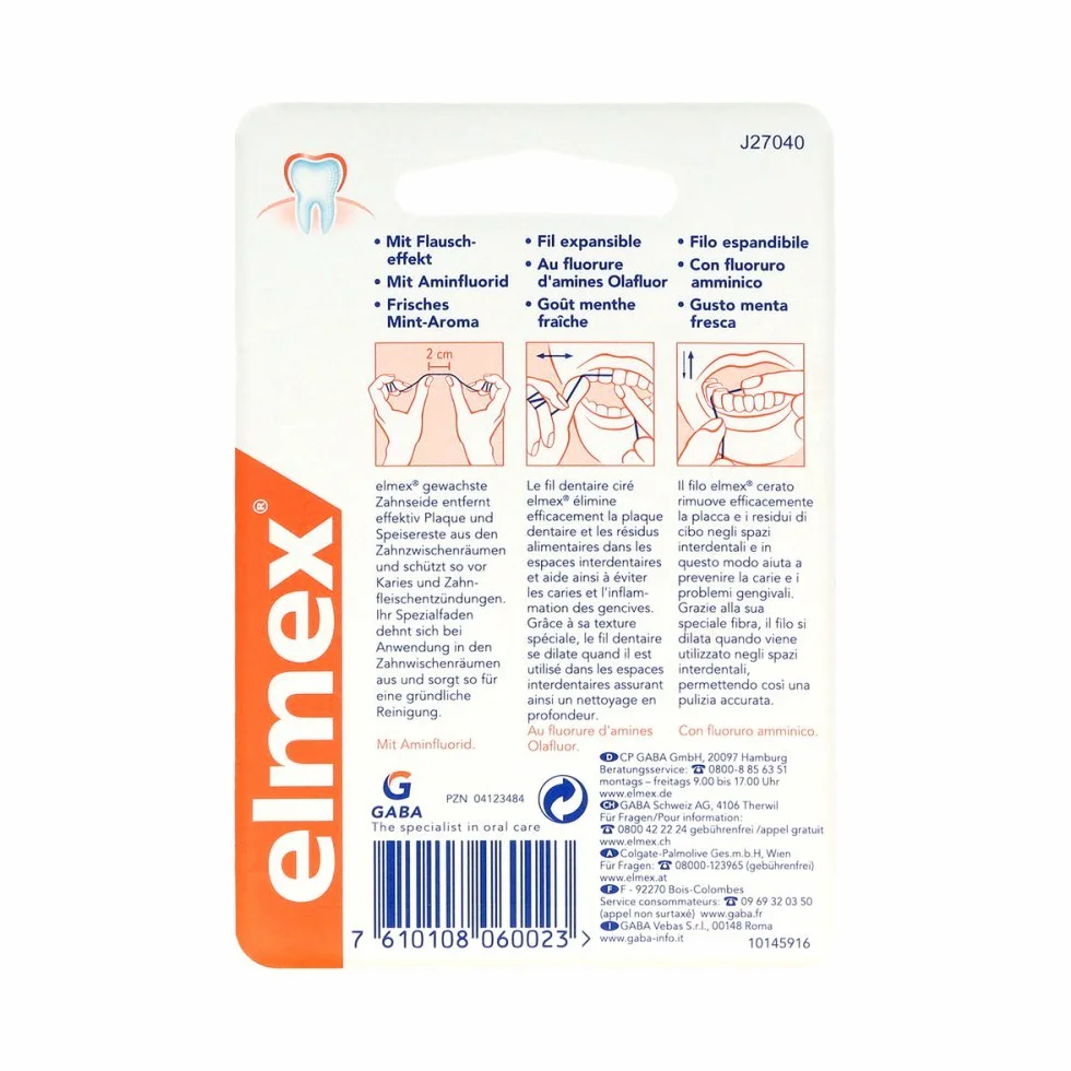 Elmex Filo Interdentale Cerato con Fluoro Amminico, Gusto Menta Fresca, 50 Metri