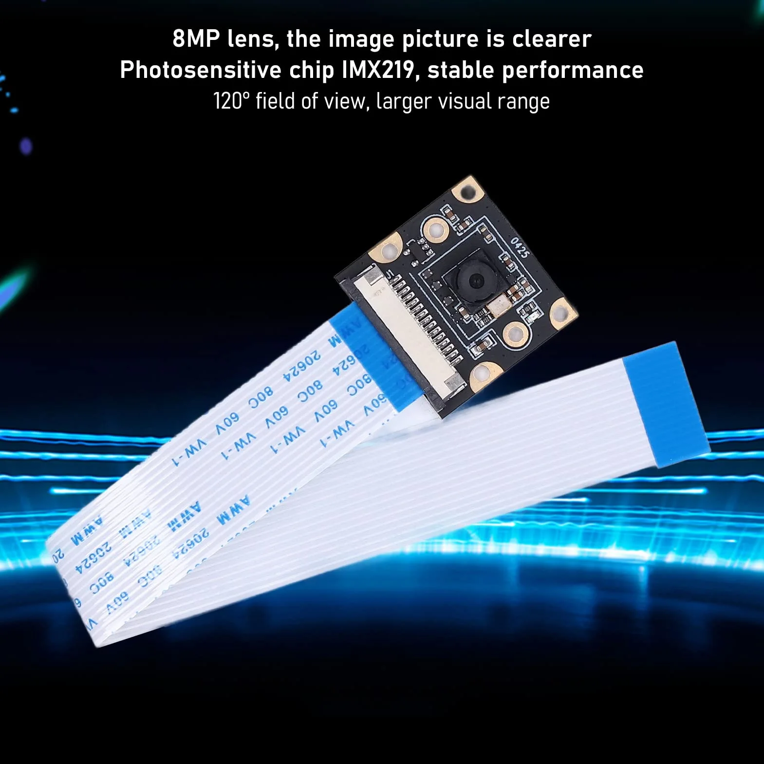 Scheda per telecamere HD a 120 °, chip fotosensibile IMX219 Modulo telecamera per registrazione video CMOS da 1/4 di pollice per il riconoscimento della scena