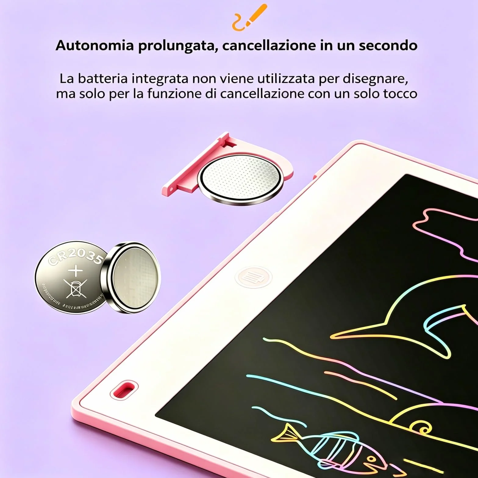 Tavoletta Grafica LCD 8.5" Rosa z Penna – Lavagna Elettronica Portatile per Bambini Impermeabile Antiurto