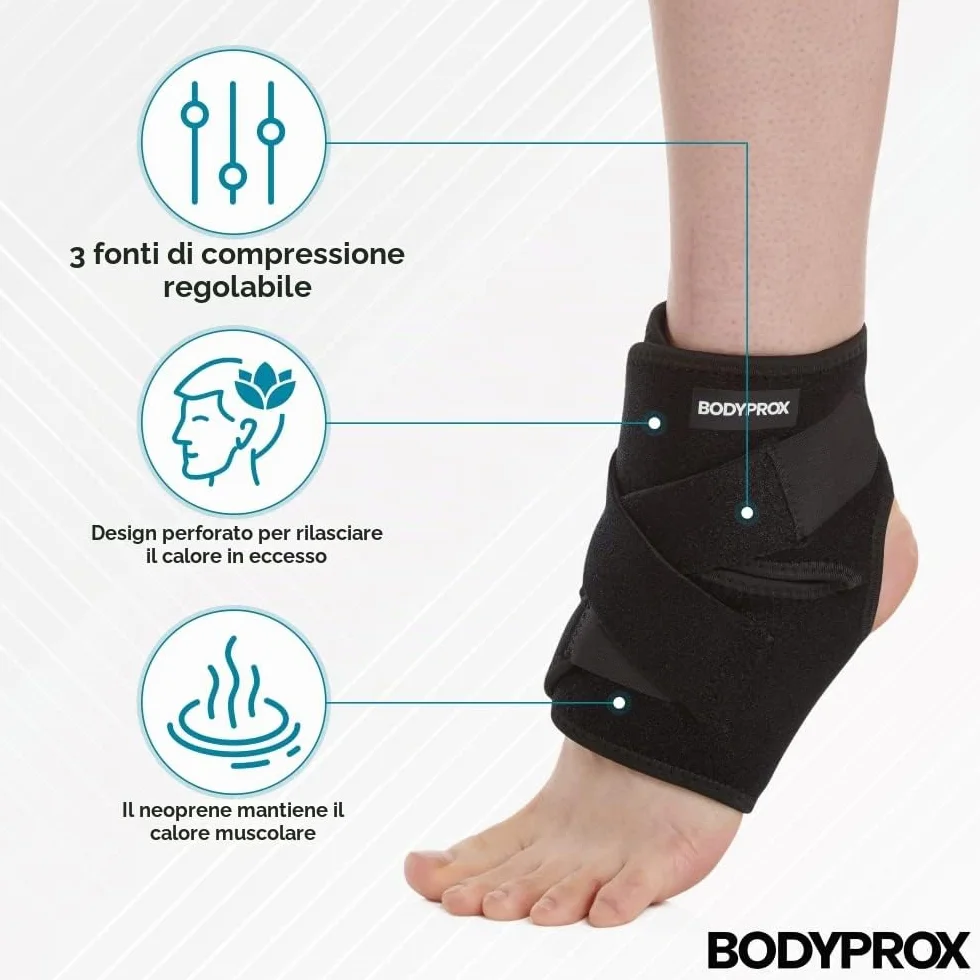 Bodyprox Cavigliera Manicotto In Neoprene Traspirante Avvolgimento Regolabile