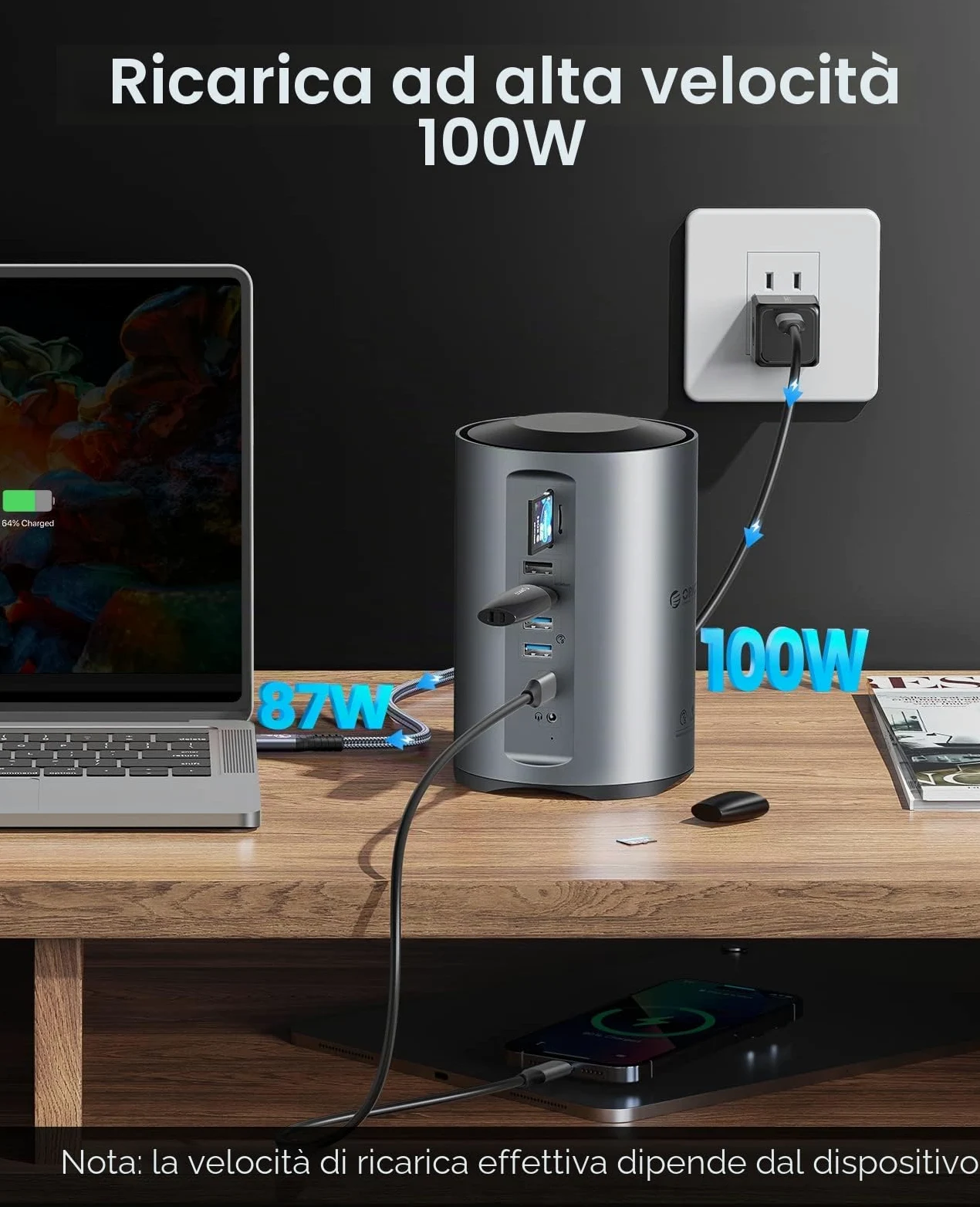 ORICO Docking Station USB C, 15 in 1 Hub Tre Monitor Con 100W PD, 2 USB-A 3.0+4 USB-A 2.0+1 USB-C 3.0, 3 HDMI 4K@60Hz, RJ45, 3.5mm, SD/TF per MacBook M1/Lenovo/Thinkpad/Dell/Hp