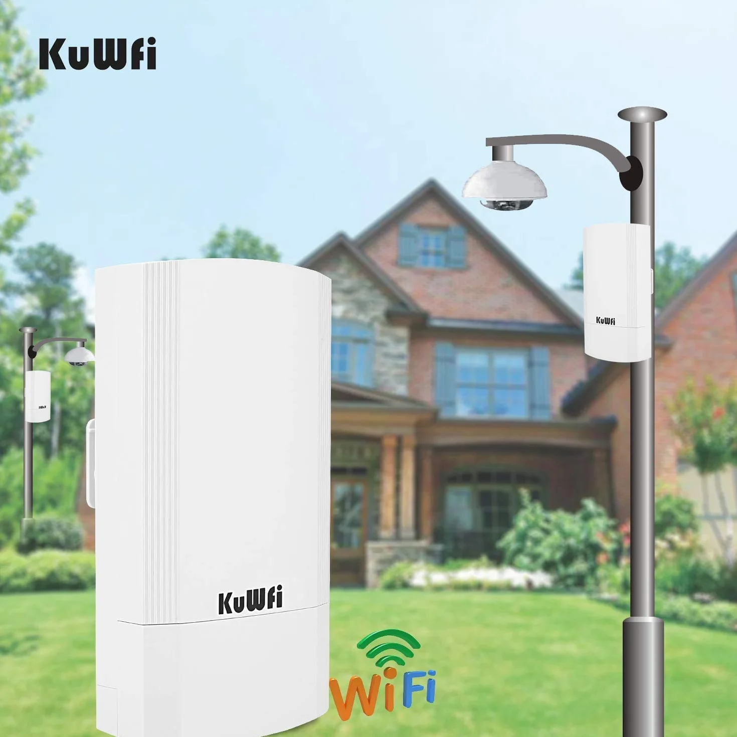 Accesso Point Esterno, KuWFi 900Mbps Indoor e Outdoor Point-to-Point Wireless Bridge / CPE Supporta la Soluzione di Trasmissione Remota 2KM per PTP, PTMP