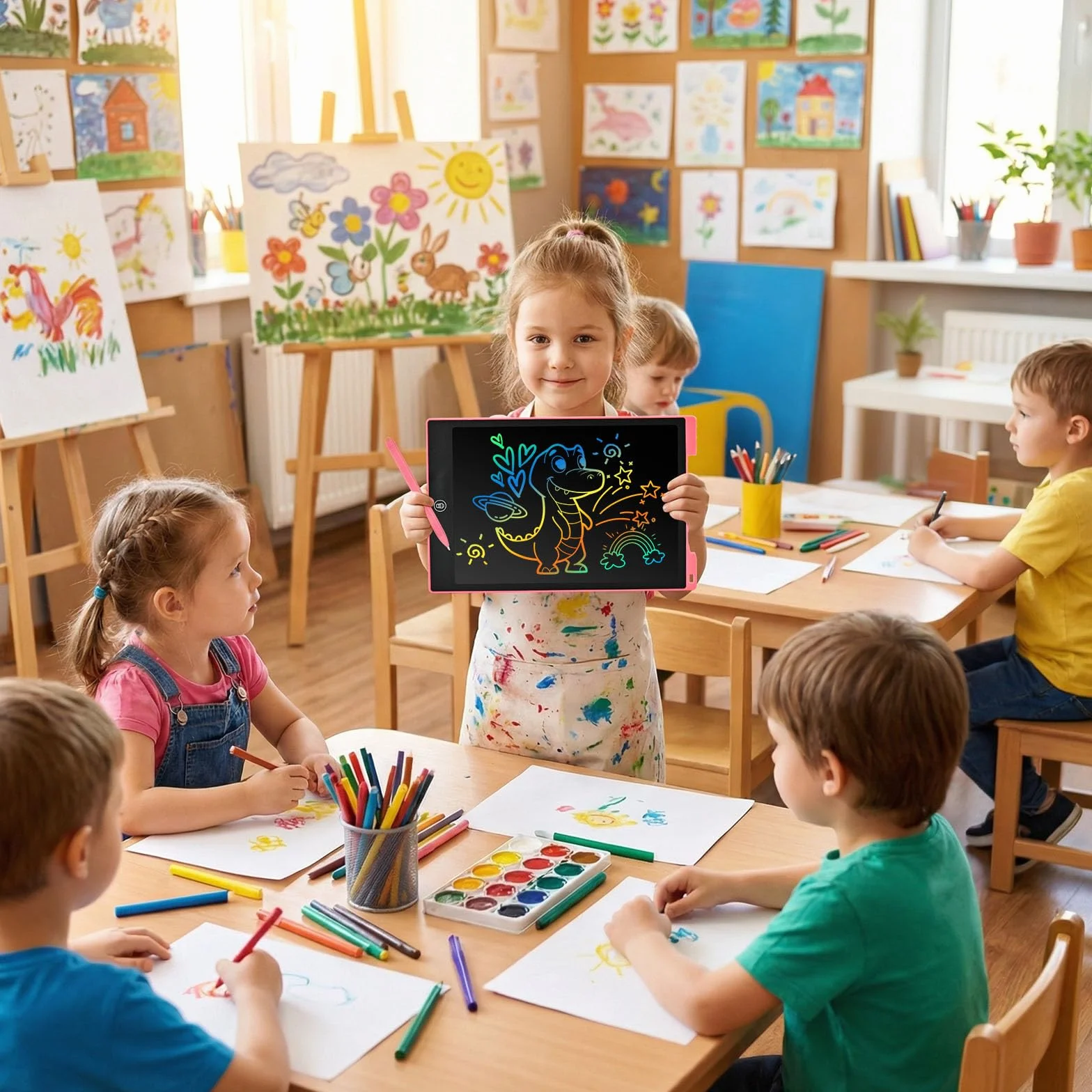 PINKCAT Calendario Avvento 2025 Natale Bambini Giochi Lavagnetta Cancellabile 12 Pollici Tavoletta Grafica LCD