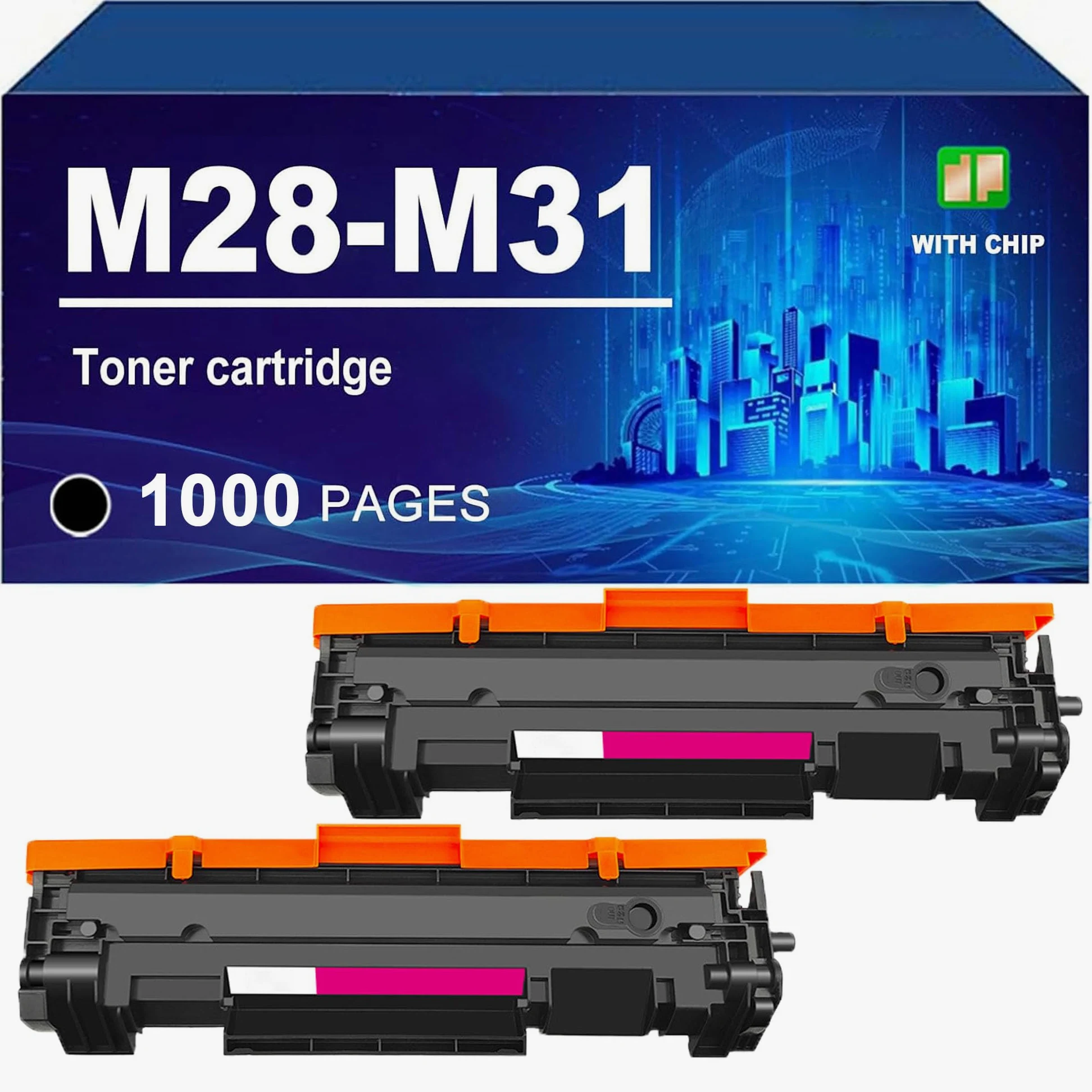 Compatibile con le cartucce toner M28-M31, funziona con le stampanti multifunzione per HP LaserJet Pro M15w/15a/MFP M28w/M28a/M31w, con chip, stampa ad alta definizione,Black-2pcs