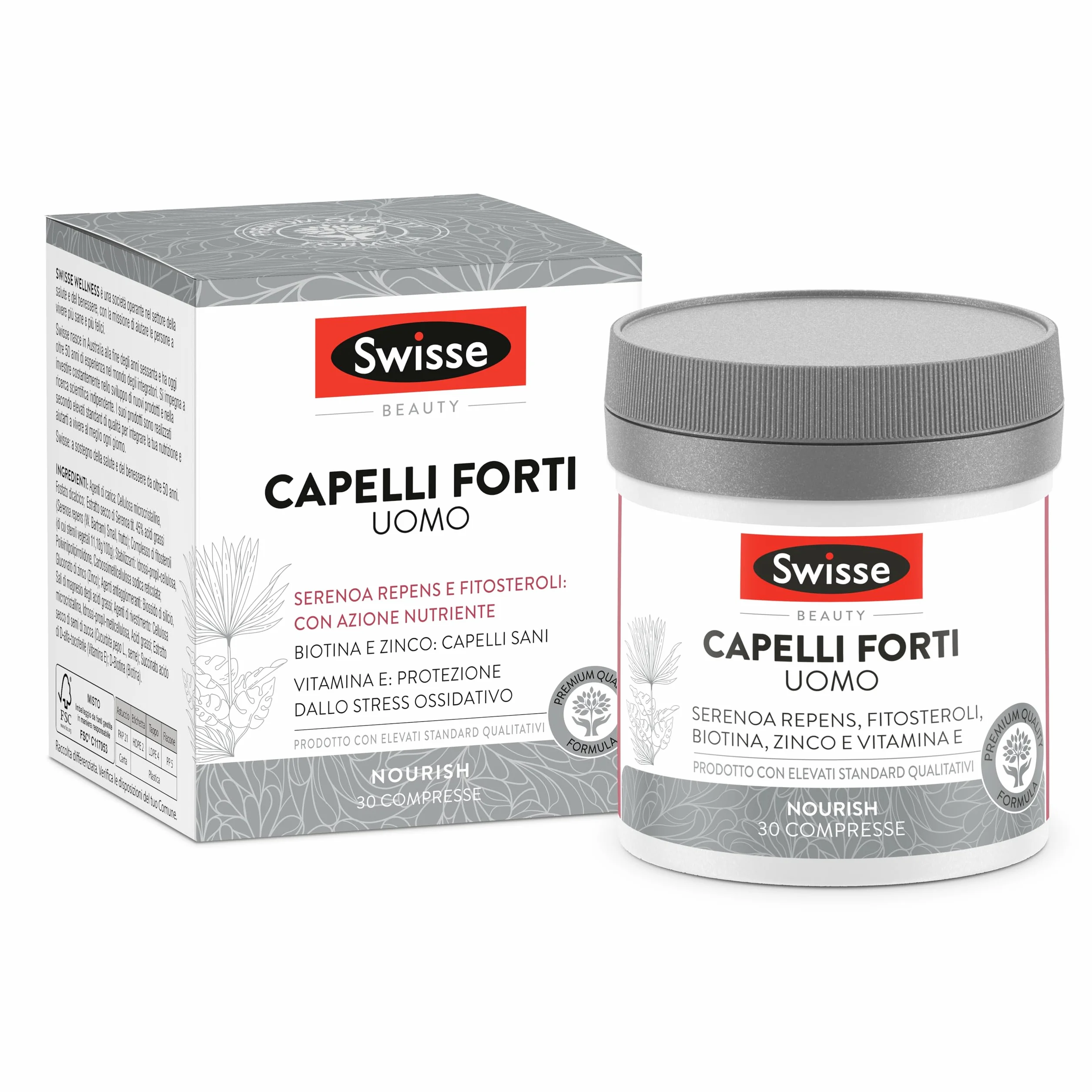 Swisse Capelli Forti Uomo Integratore Alimentare 30 Compresse 1250 mg