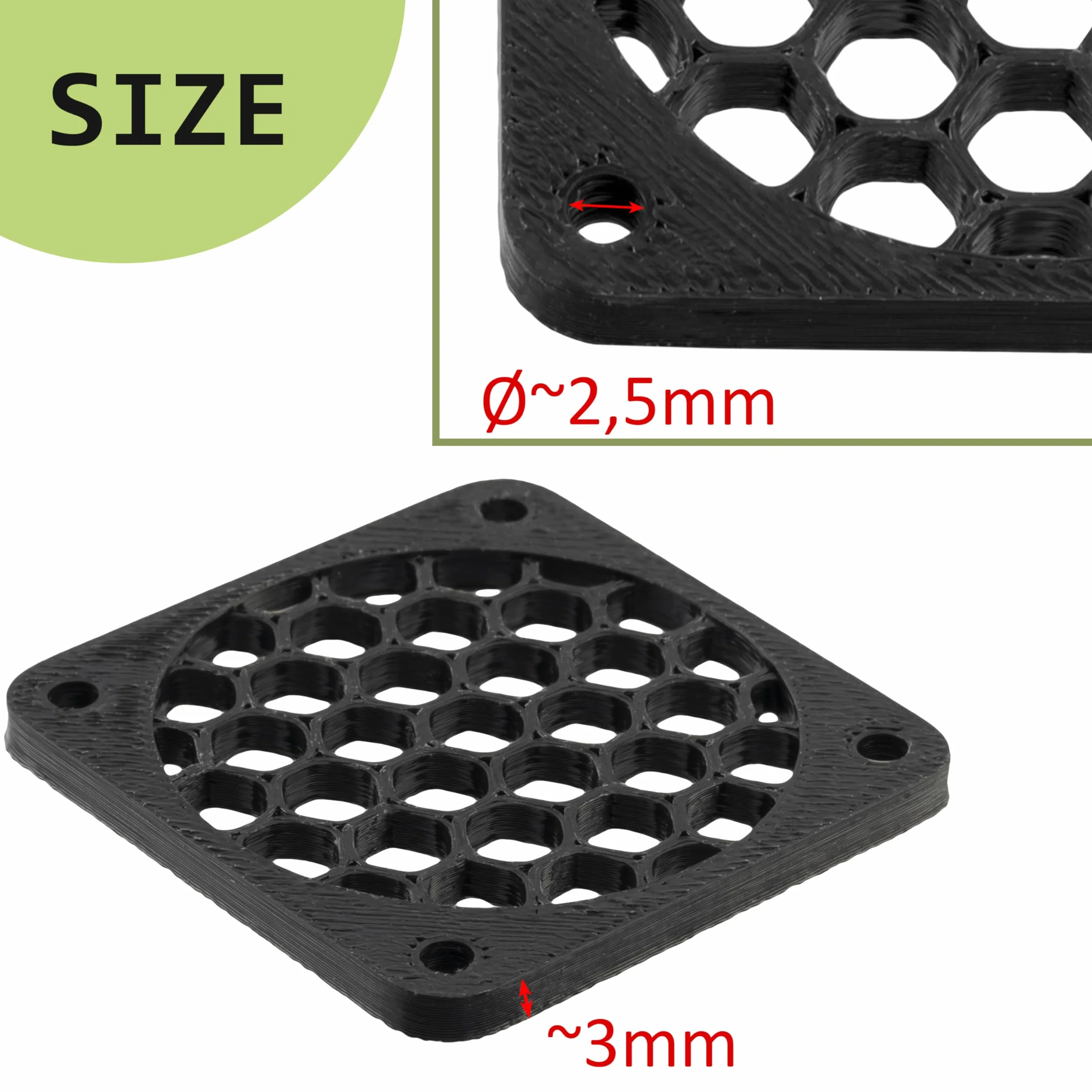 Aerzetix Set di 4 Griglie per Ventola 40x40 mm in plastica Colore Nero