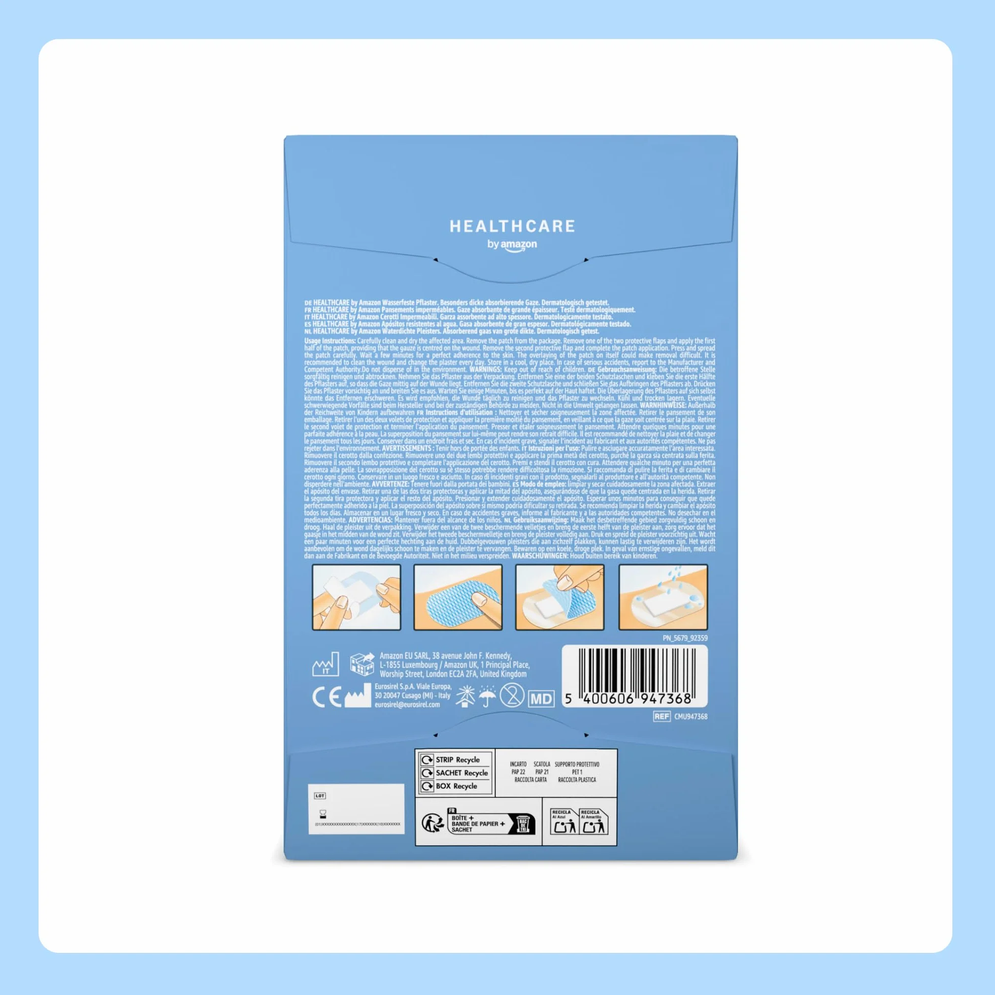 Healthcare By Amazon Waterproof Plasters Transparent Second Skin High Protection 35 Count