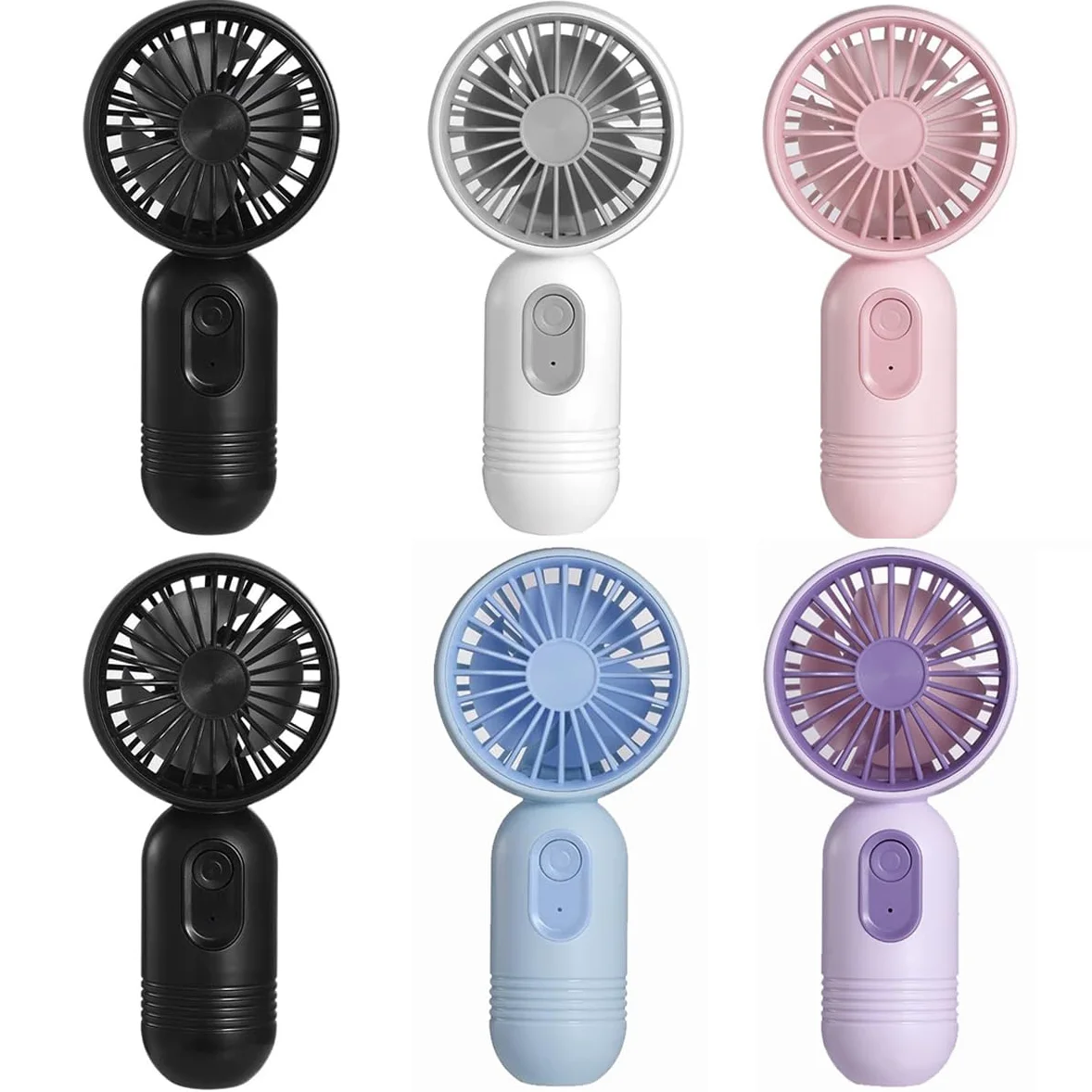 JODNO Mini ventilatore portatile, grazioso ventilatore portatile a batteria, leggero, piccolo ventilatore personale (nero, 2 pezzi, bianco, rosa, blu, viola)