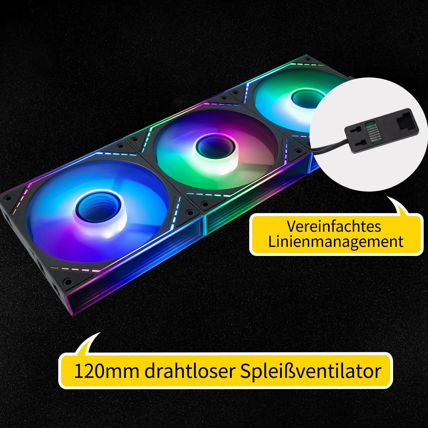 TR-Thermalright TL-M12Q-S X3 120 mm CPU PWM Wireless Splicing, raffreddamento silenzioso 2000 giri/min, ventola per CPU nera, 3 confezioni Infinite Mirror Light Effect ARGB, può essere accoppiato con