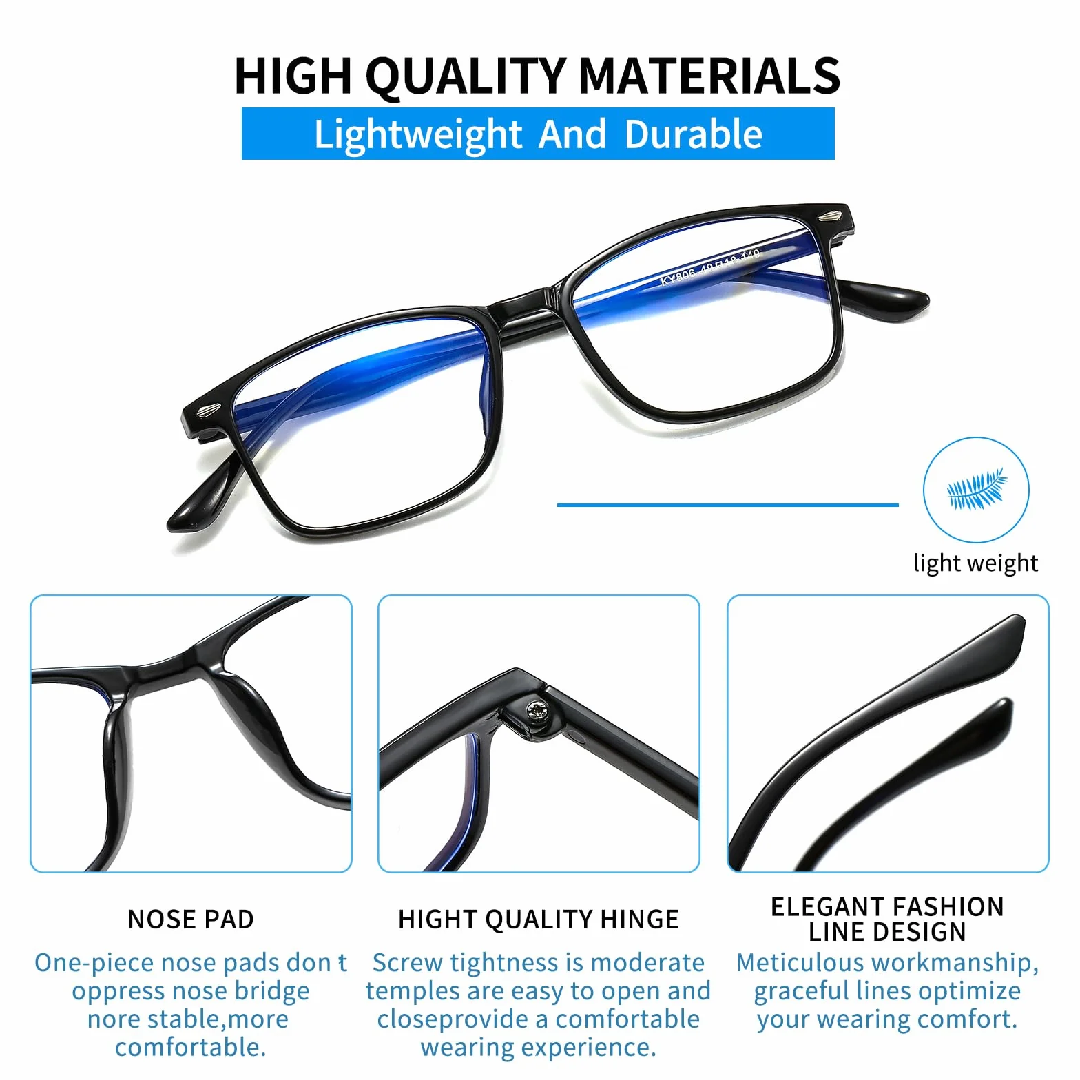Occhiali a Distanza con Filtro Luce Blu -5.5x - 0.0x per Miopia Uomo Donna