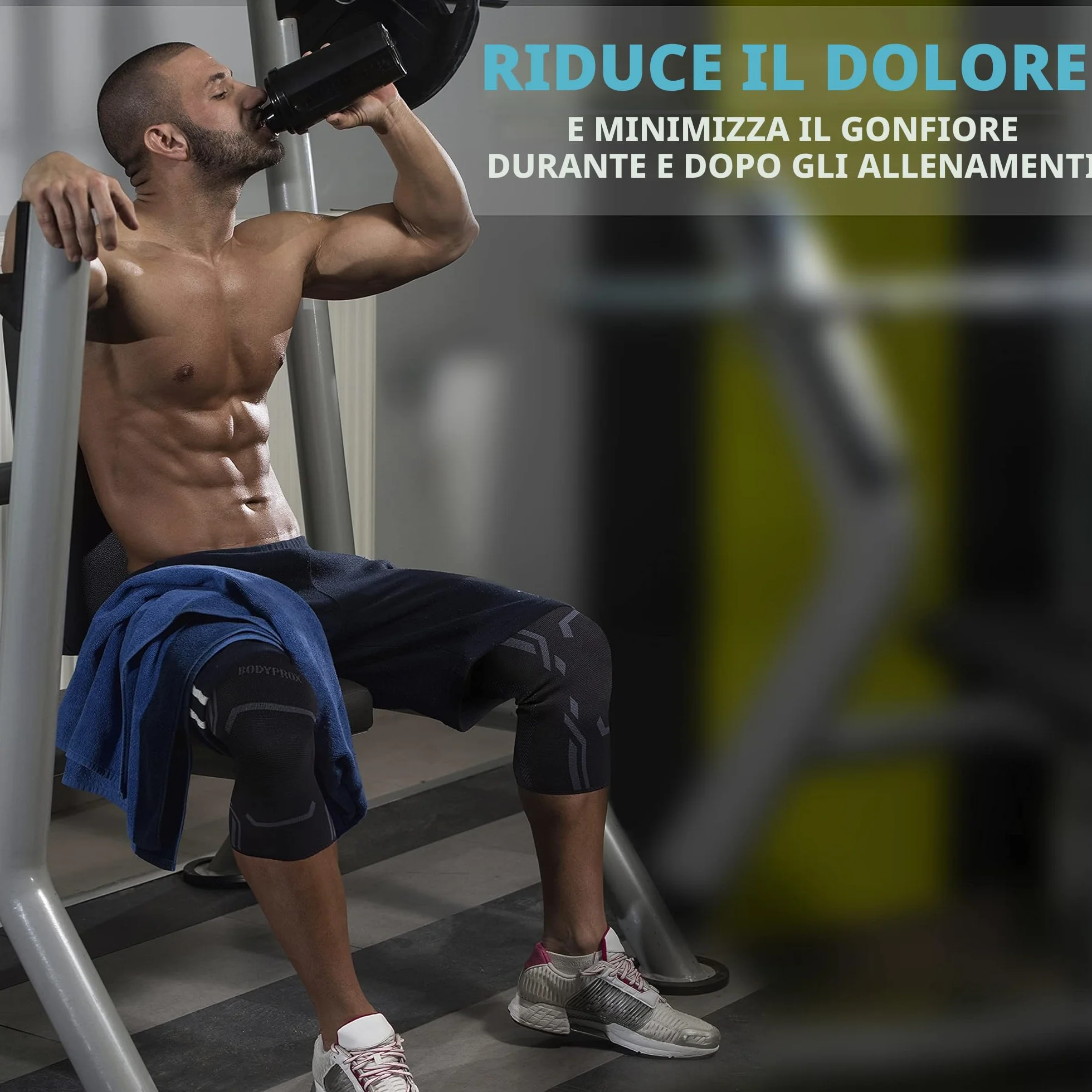 Bodyprox Ginocchiera a compressione uomo donna tutore ginocchio corsa allenamento M