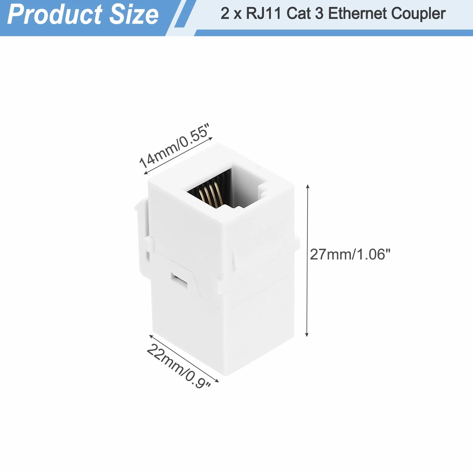 QUARKZMAN 2 Pezzi Adattatore Ethernet Femmina Femmina RJ11 Cat3, Adattatore Ethernet Bianco