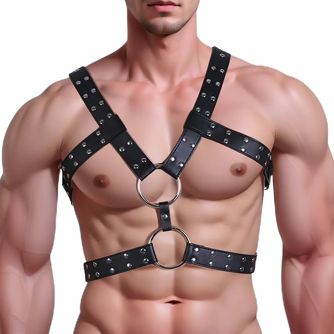 Harness Gay Leather PU Cintura pettorale Regolabile per Uomo Bondage Fetish Erotico