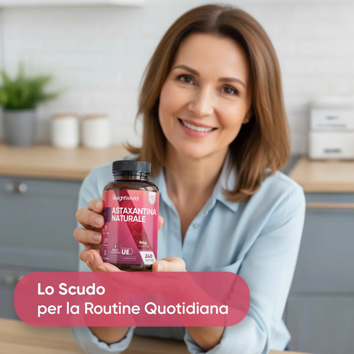 Astaxantina 240 Softgel Vegane Integratore Alimentare Naturale da Microalghe Haematococcus Pluvialis Prodotto in UE