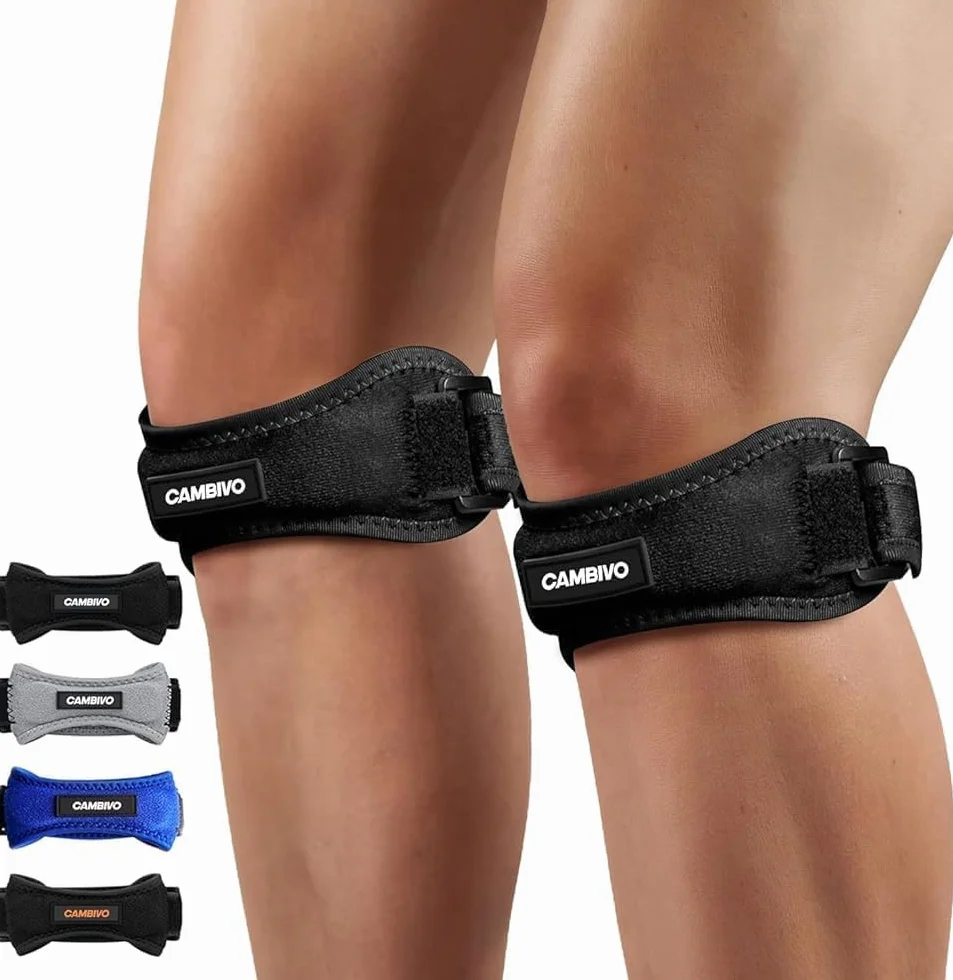CAMBIVO Tutore Ginocchio Rotulea Regolabile 2 Pezzi, Ginocchiera Ortopedica con Cuscinetto di Compressione per Tendinite, Sport