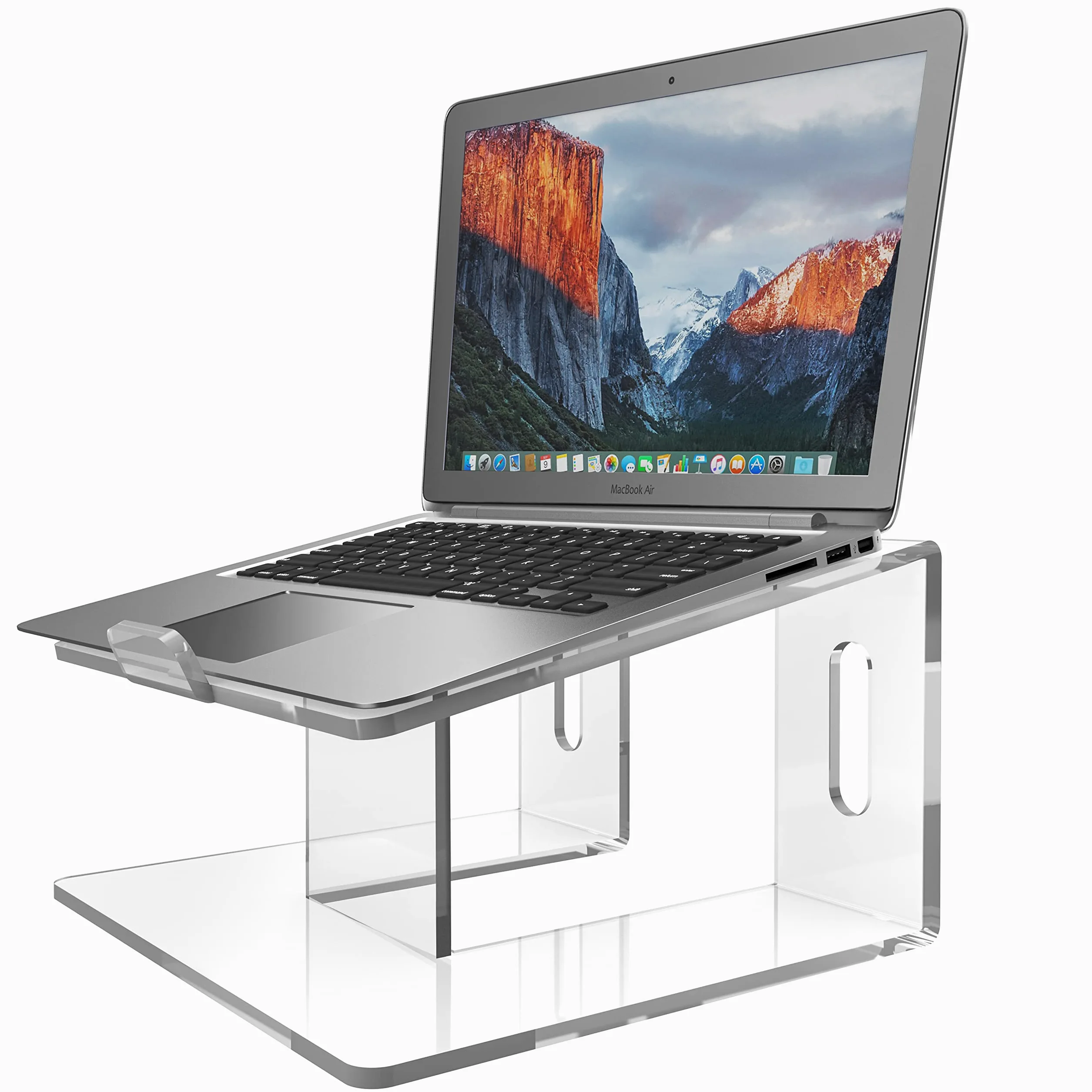 Kamehame Supporto per laptop in acrilico, spessore 6 mm, in acrilico trasparente, per scrivania, portatile ed ergonomico in acrilico, per ufficio, casa, compatibile con laptop da 10 a 15,6 pollici