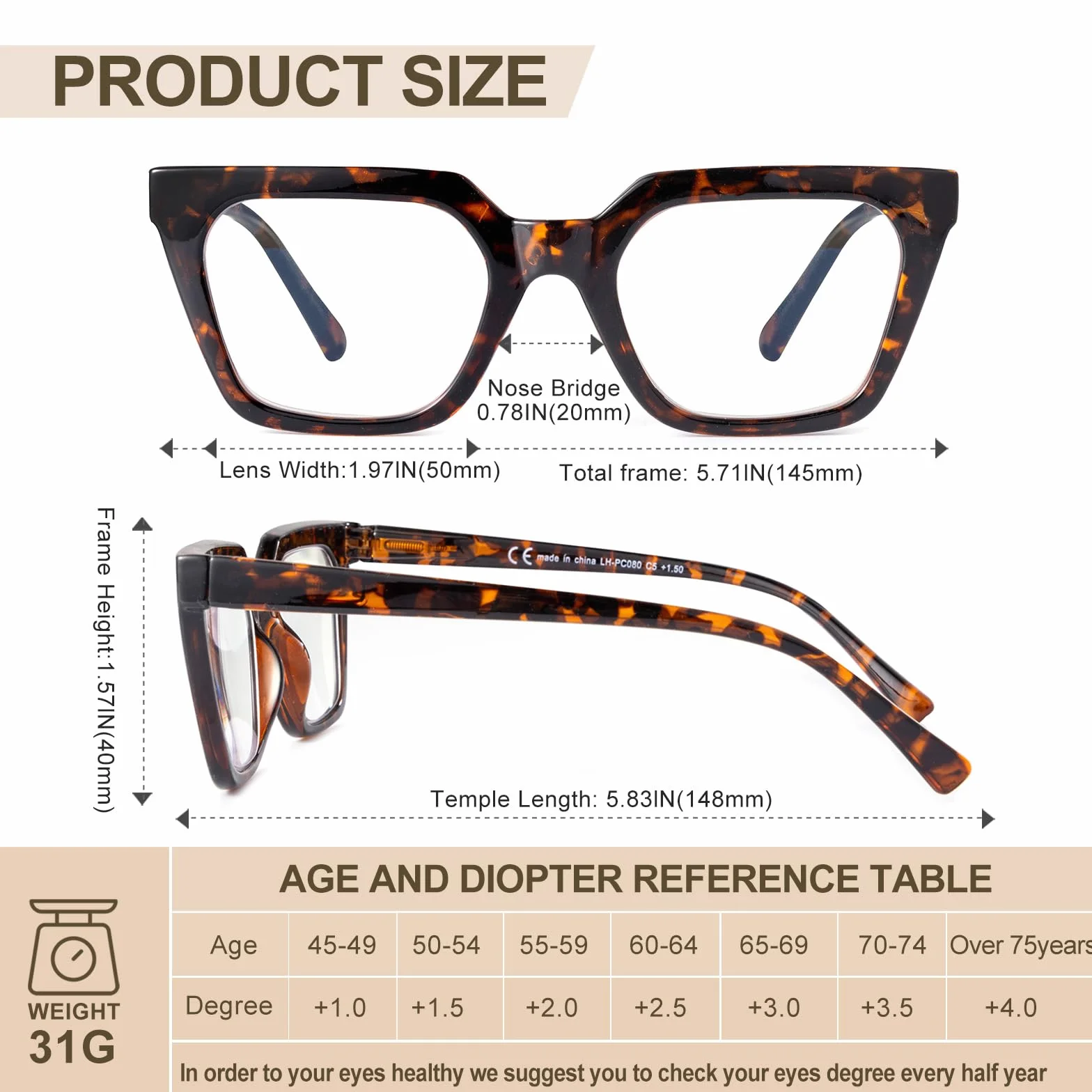 SKYWAY Occhiali Oversize Filtro Luce Blu Donna, Occhiali da Computer Retrò Montatura Quadrata Cat Eye, Anti-affaticamento Occhi Anti-riflesso UV