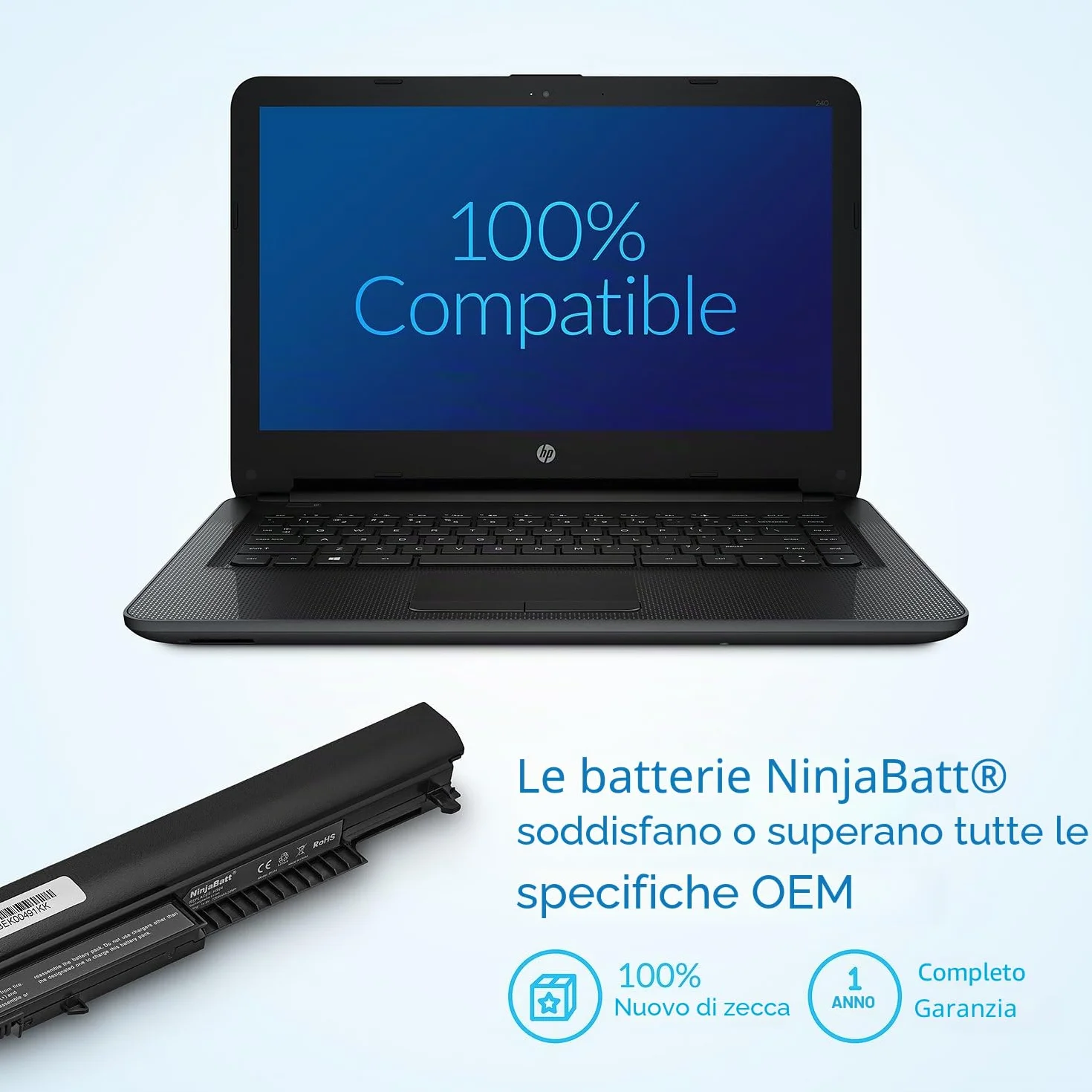 NinjaBatt Batteria per HP 807957-001 807956-001 HS04 HS03 HSTNN-LB6V 807612-421 HSTNN-LB6U 250 G5 807611-421 TPN-C125 15-AF067SA 843532-851 – Lunga durata [4 celle/2200 mAh/33Wh]