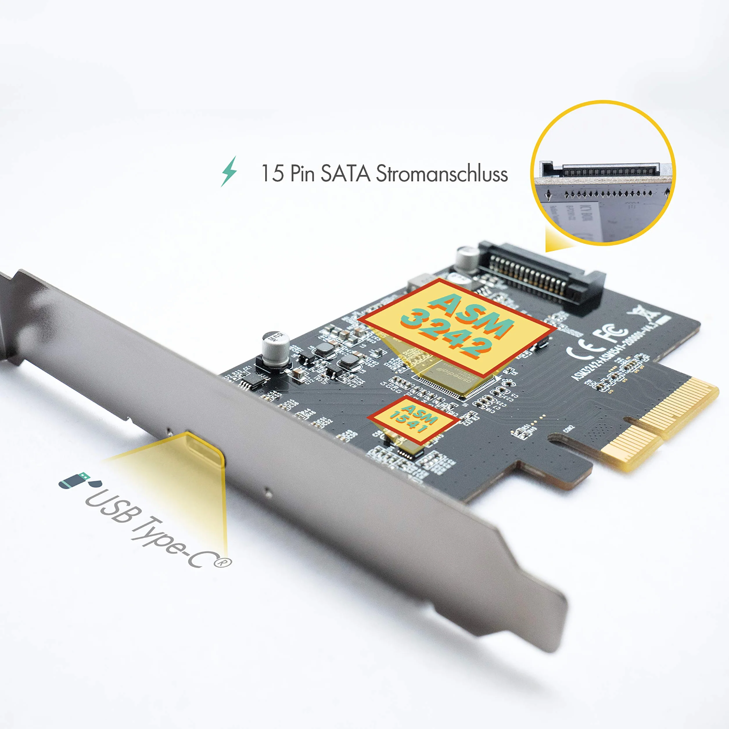 ICY BOX Scheda USB 3.2 con Porta USB 3.2 Gen 2x2 (20 Gbit/s), USB-C, Installabile in Slot PCIe, IB-PCI1901-C32