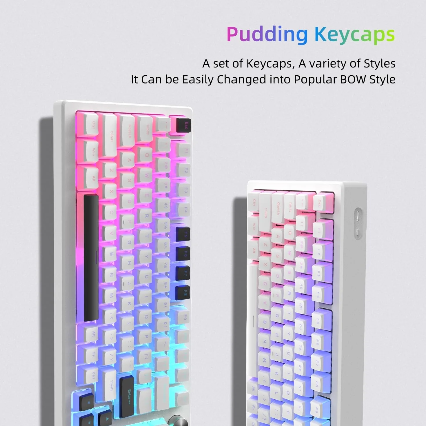 Pudding Keycaps,165 Tasti PBT Keycaps Set QWERTY di personalizzati, profilo OEM dei tasti ANSI US Layout, Compatibilità universale per 100%, 75%, 65%, 60% Tastiera, Bianco (ISO non supportato)