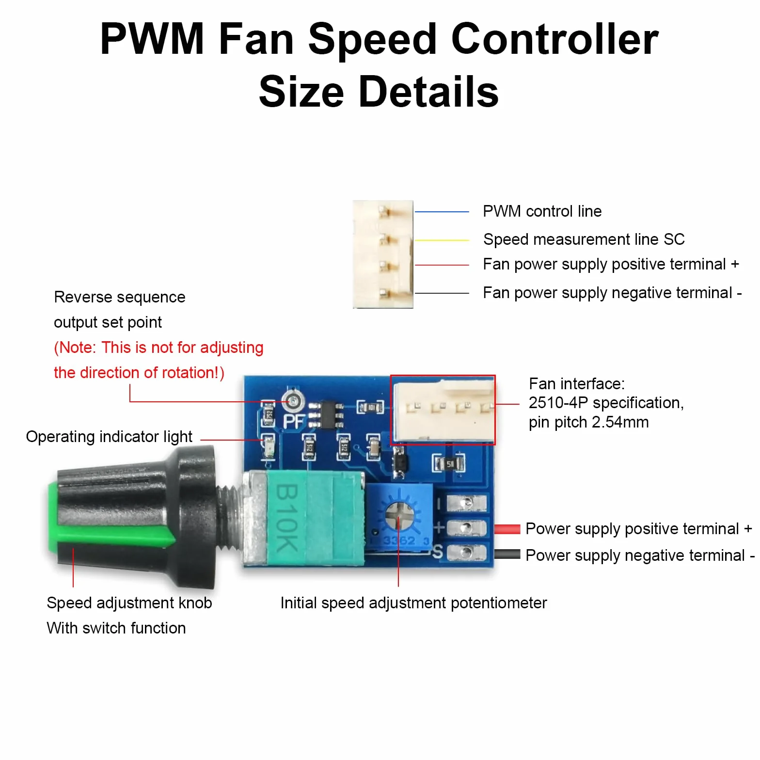 PWM Regolatore di velocità della ventola 4Pins 1 canali fan controller PC CPU Manopola di controllo