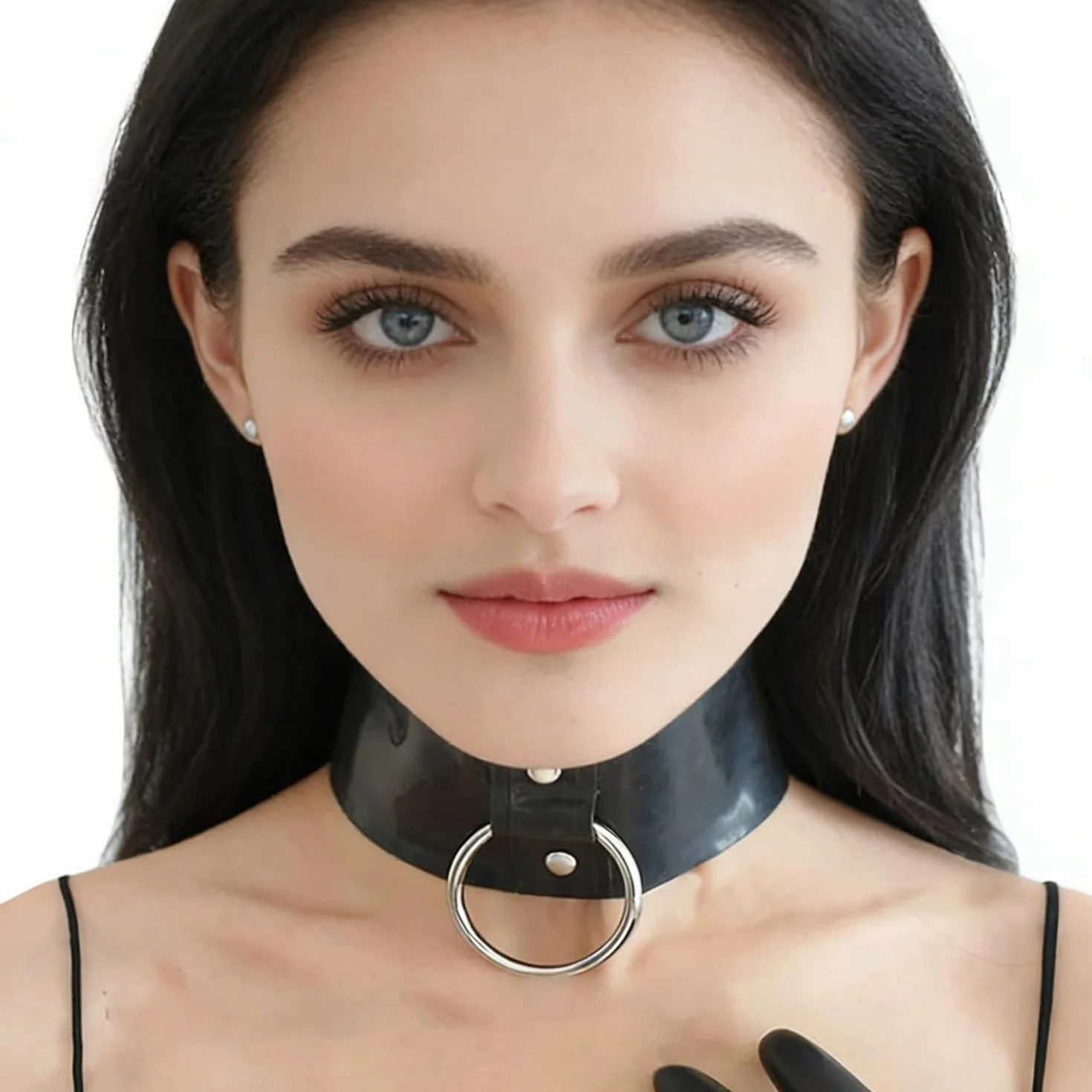 Copricollo Lattice Gomma Nero con O Ring e Fibbia Regolabile