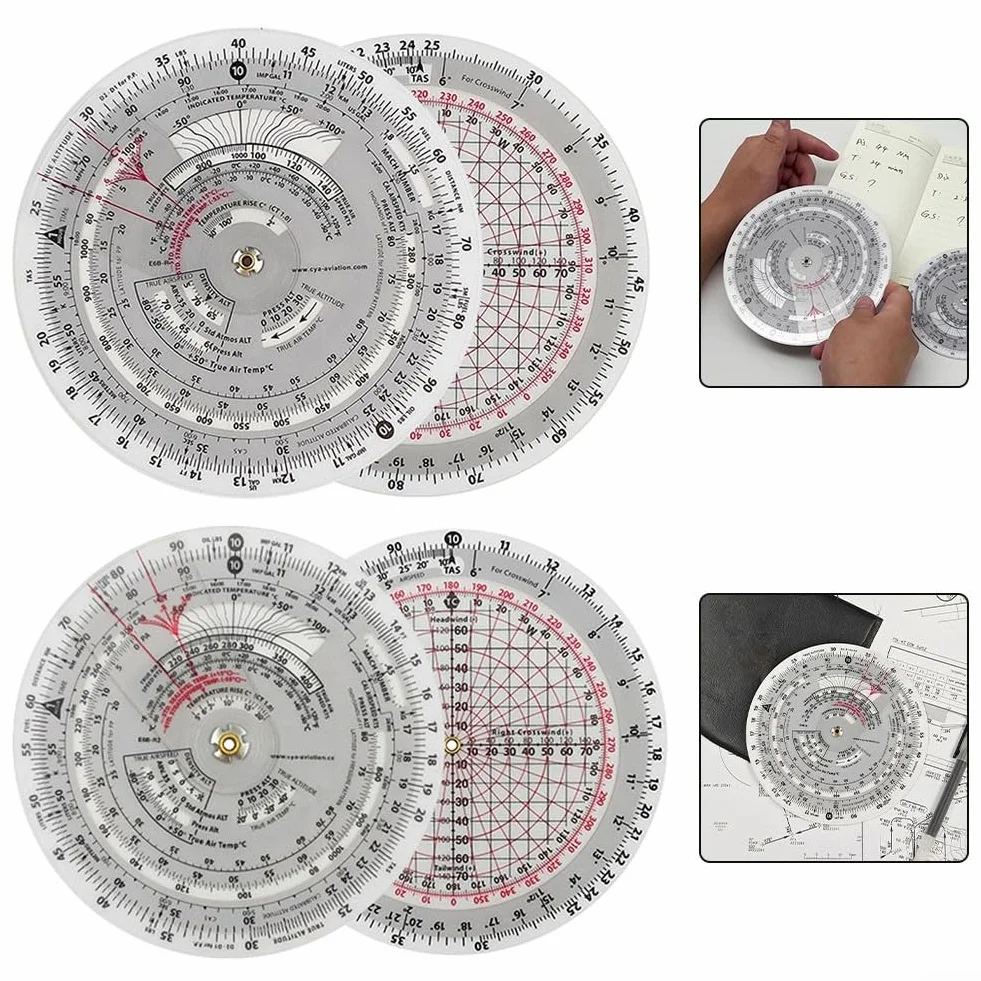 Feegow E6B-R Aviation Flight Computer Plotter Slide Rule, Professional Grade E6B Circolare Flight Computer per aiutare in vari calcoli di aviazione (E6B-R)