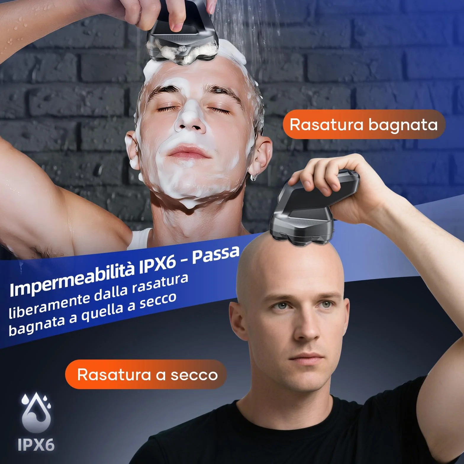 kensen Rasoio Elettrico Testa Calva Uomo 7D IPX6 Impermeabile 100 Minuti Autonomia Testina Taglio Magnetica USB-C 8100 8500 giri/min