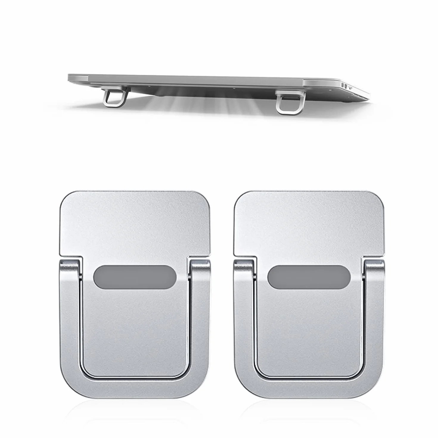 Supporto per computer portatile 2 pezzi, pieghevole, adesivo, ergonomico e invisibile, compatibile con molti computer portatili (argento)