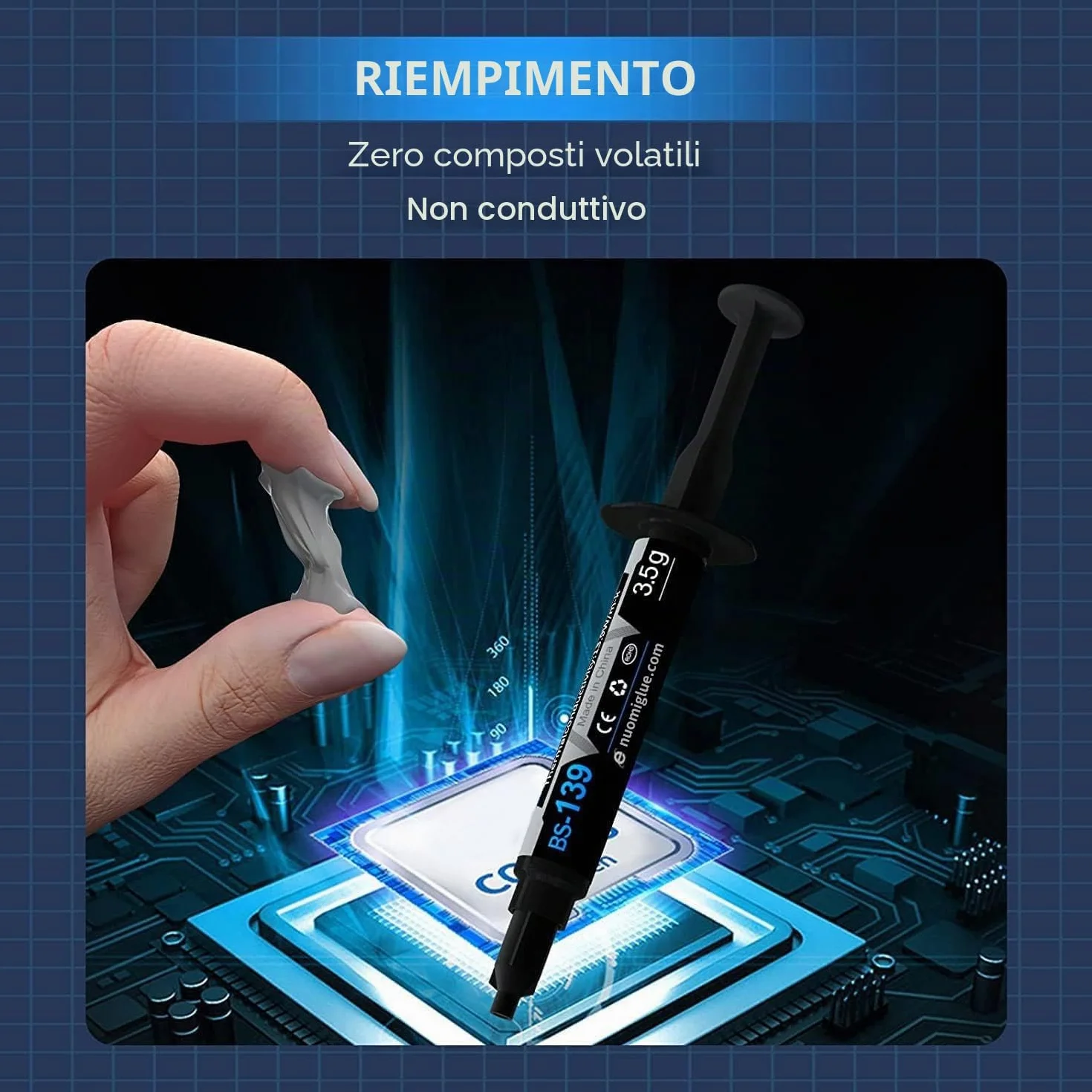 Pasta Termica 3.5g per CPU Dissipatore di Calore Kit ad Alte Prestazioni Base di Carbonio