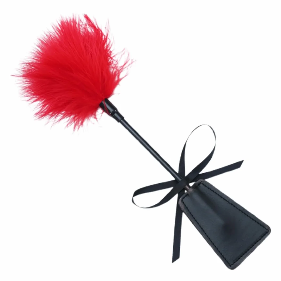 Frusta Sportiva in Pelle Piuma Rossa, Giocattolo Sessuale per Coppie Fetish, Kit per Solletico e Punizione