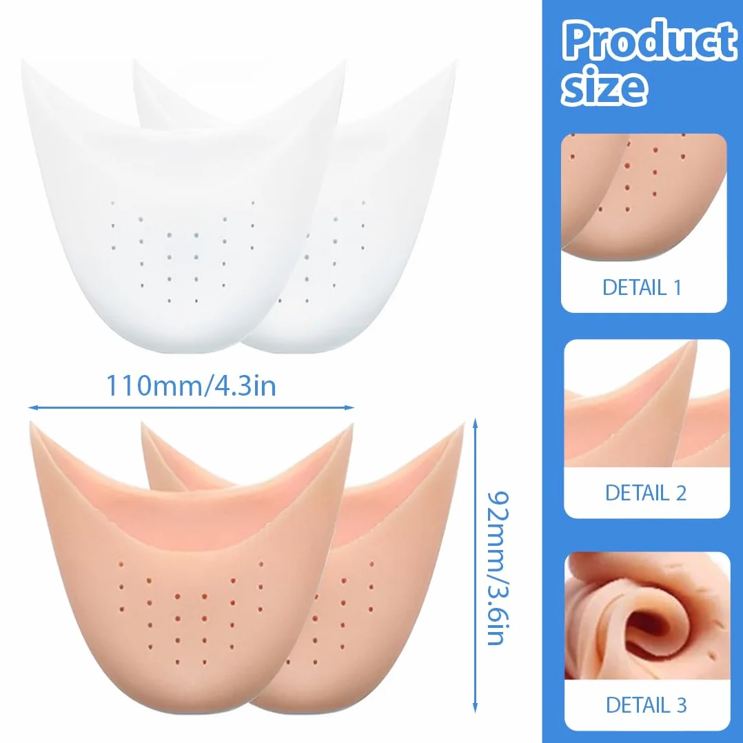 Salvapunte in Silicone Gel Avampiede Cuscinetti Metatarsali per Scarpe a Punta Ballet Danza Classica, 2 paia