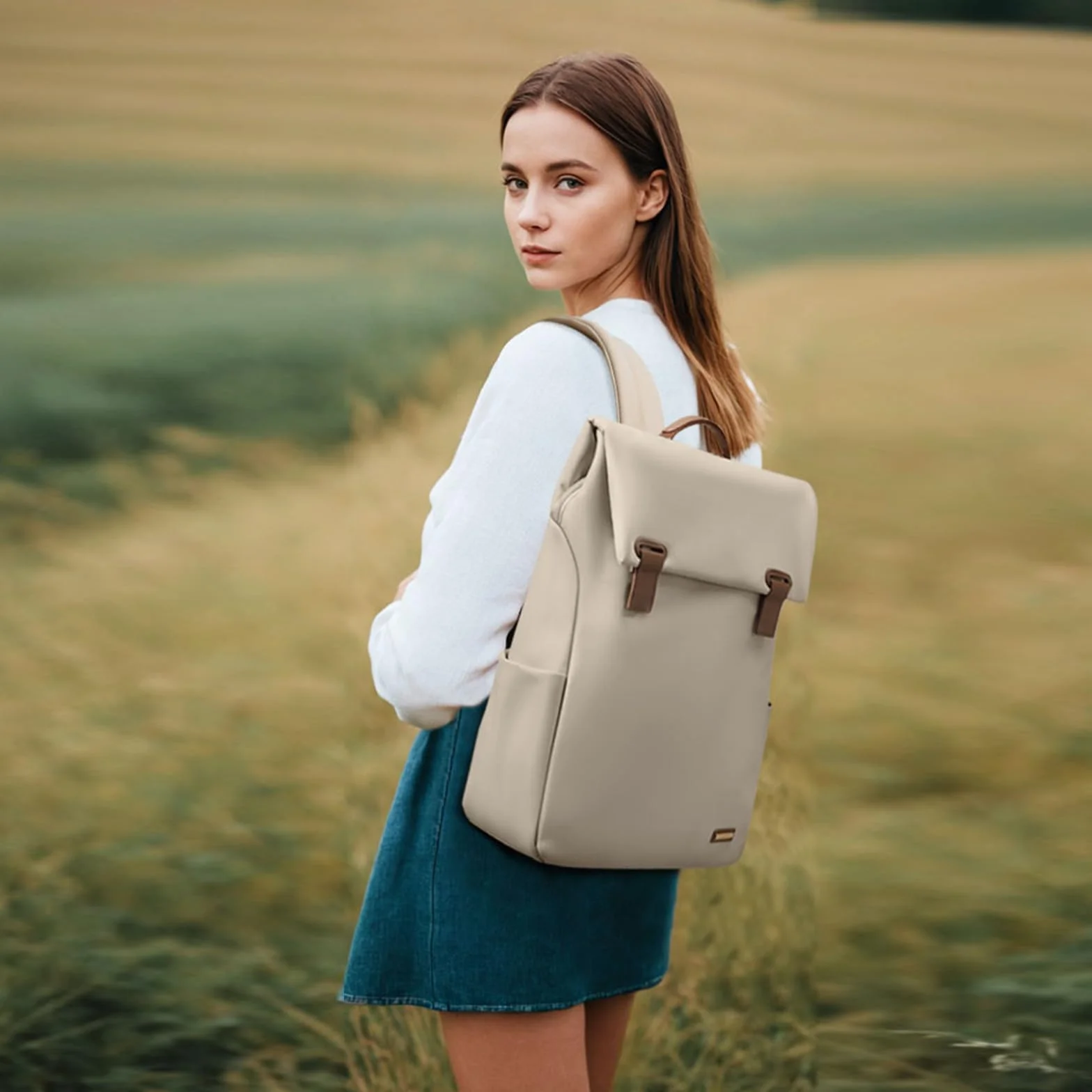 Zaino Donna per PC Portatile 15.6Pollici, Zaino Lavoro Uomo Impermeabile Antifurto, per Laptop, Computer Notebook Borse per Viaggio Ufficio Scuola,Mandorla