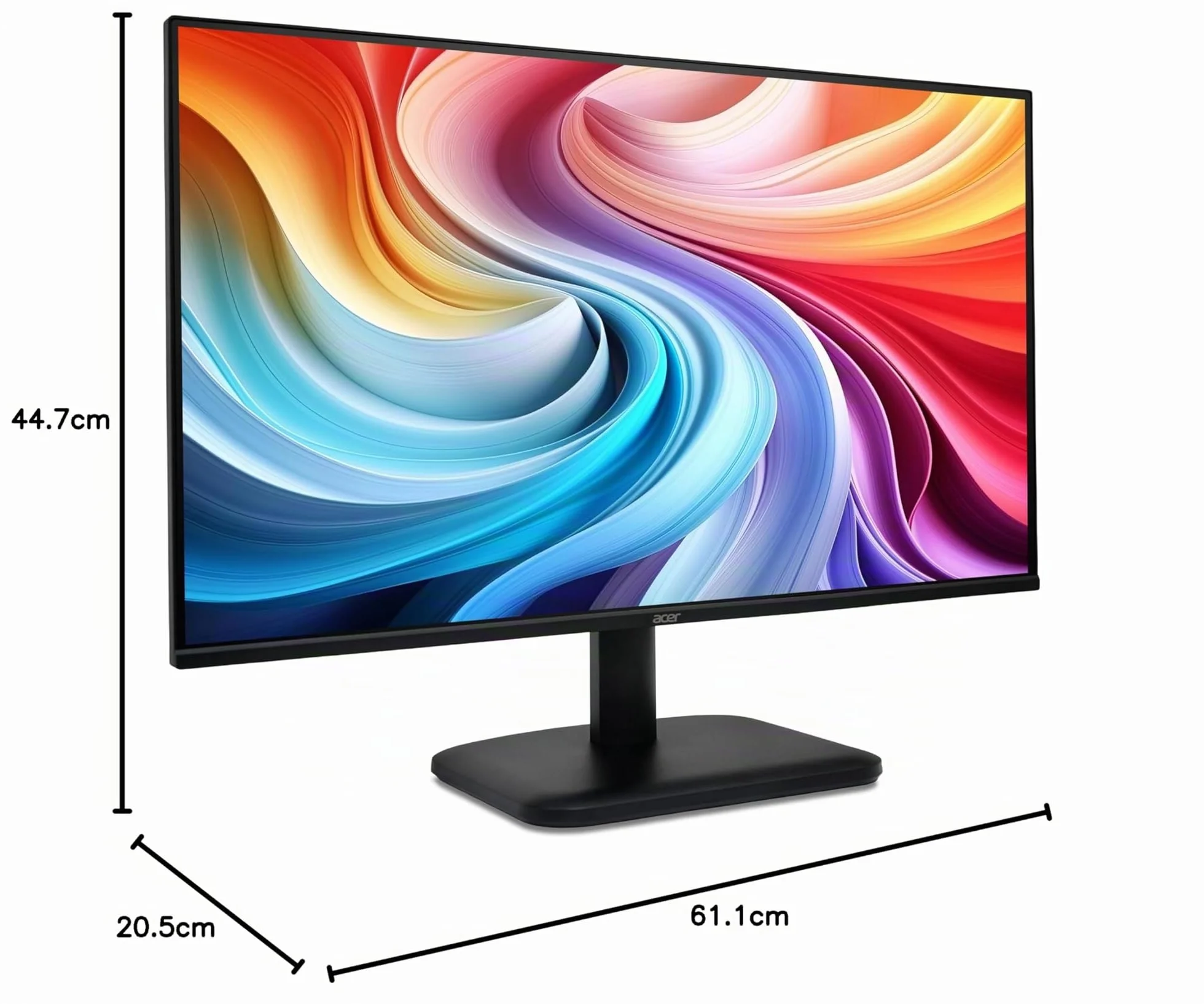 acer EK271Gbif Monitor PC 27", Display IPS Full HD, 120 Hz, 1ms (VRB), 16:9, AdaptiveSync, VGA, HDMI 1.4, Lum 250 nits, Schermo PC con Contrasto 100M:1, ZeroFrame, Cavo HDMI Incluso, Nero