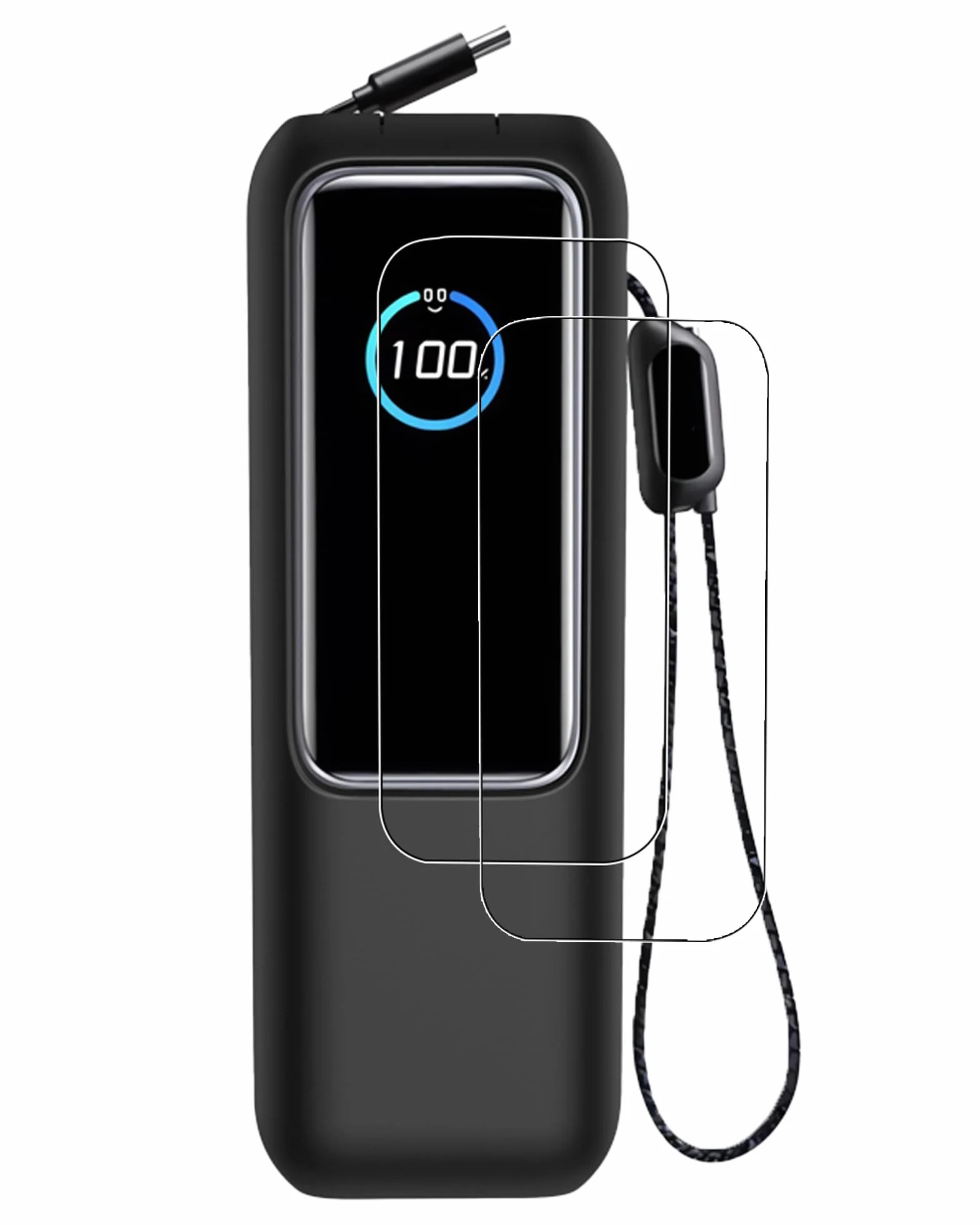 Custodia per Powerbank, 25000 mAh 165 W, contiene due pellicole morbide, protezione all-inclusive, anti-shock/graffi, protezione antigoccia, comoda da tenere, leggera e portatile (nero)