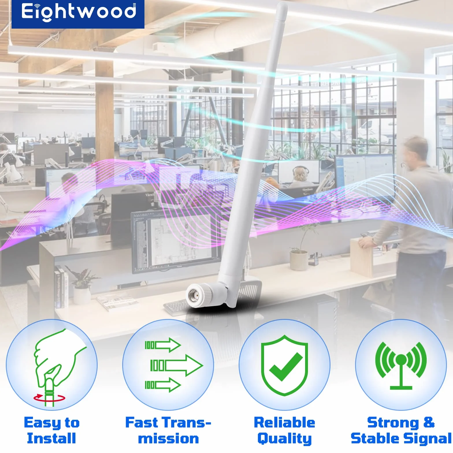 Eightwood Antenna WiFi 2.4G/5.8G Dual Band (2PCS) 6dBi RPSMA Antenna Telecamera di Sicurezza per Wireless AV Video Audio Ricevitore Extender Router di Rete Gateway IoT WiFi AP Hotspot Modem