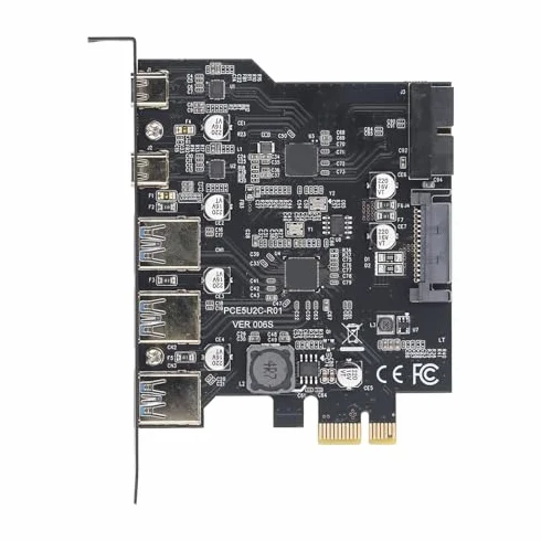 Scheda PCIe A USB 3.2 Gen 1, Scheda di Espansione A 5 Porte da 5 Gbps, 2 X USB Tipo C 3 X Interfaccia USB Tipo A A 19 Pin, Scheda di Espansione PCI Express A 5 Porte per, OS X