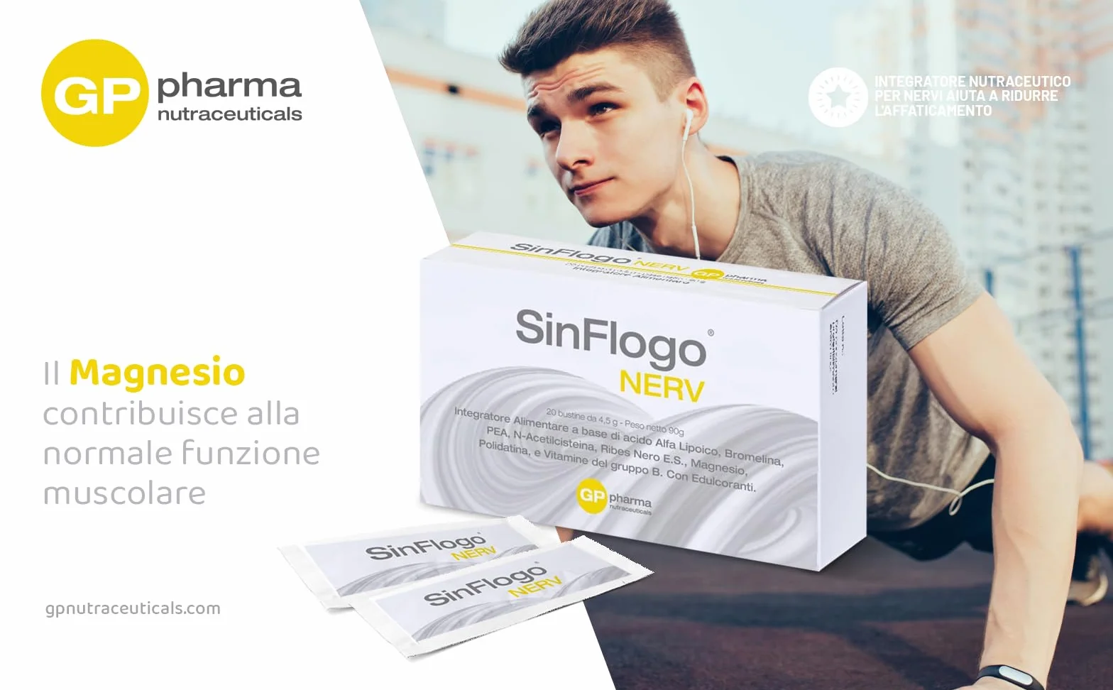 Nerv GP Nutraceuticals Integratore per Dolore Neuropatico con Acido Alfa Lipoico, PEA, Bromelina