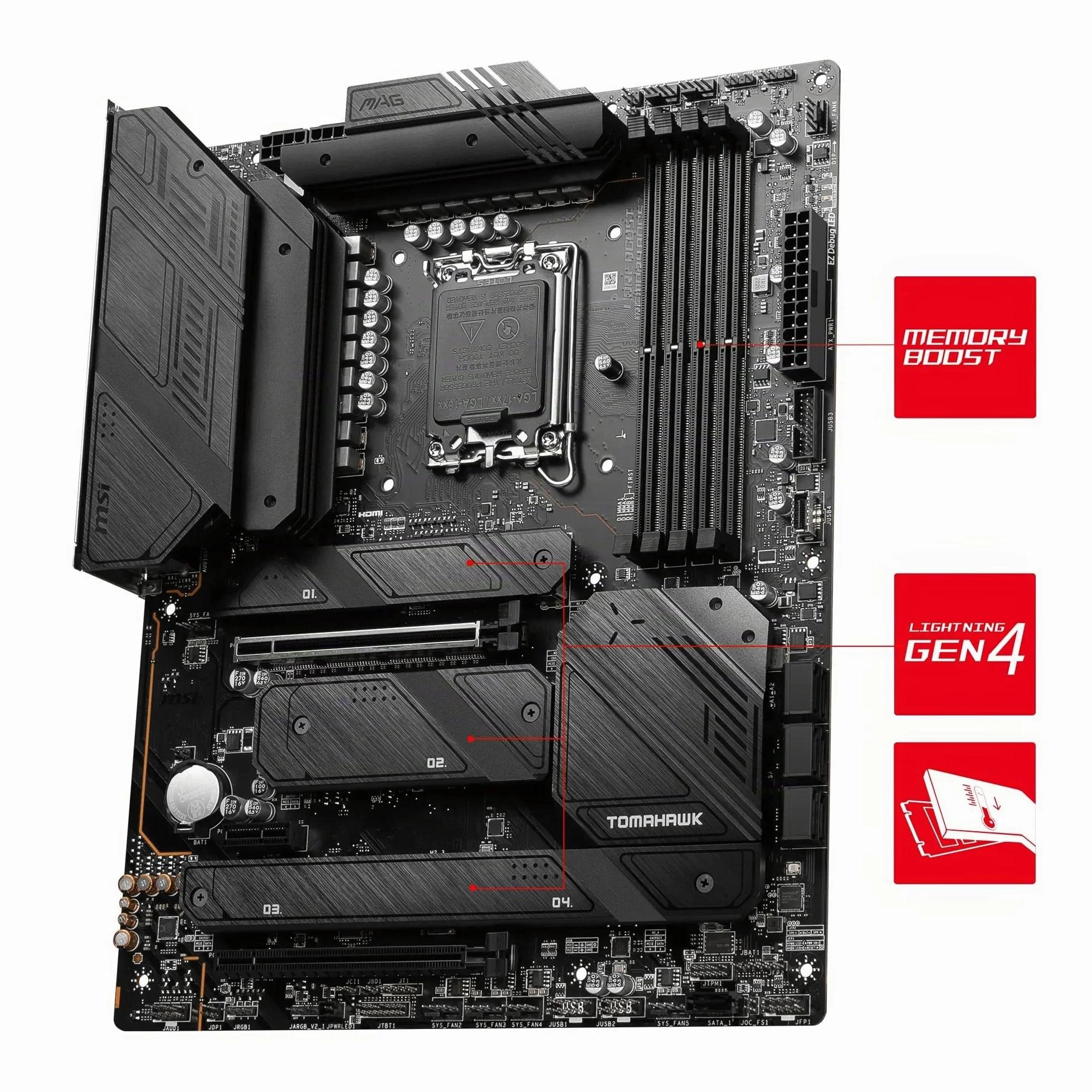 MSI MAG Z790 TOMAHAWK WIFI Scheda Madre ATX, Socket LGA 1700, Compatibile con Intel Core 14ª/13ª/12ª Gen, DDR5 7200+ MHz (OC), PCIe 5.0, 4x M.2 Gen4, VRM 90A SPS, Wi-Fi 6E