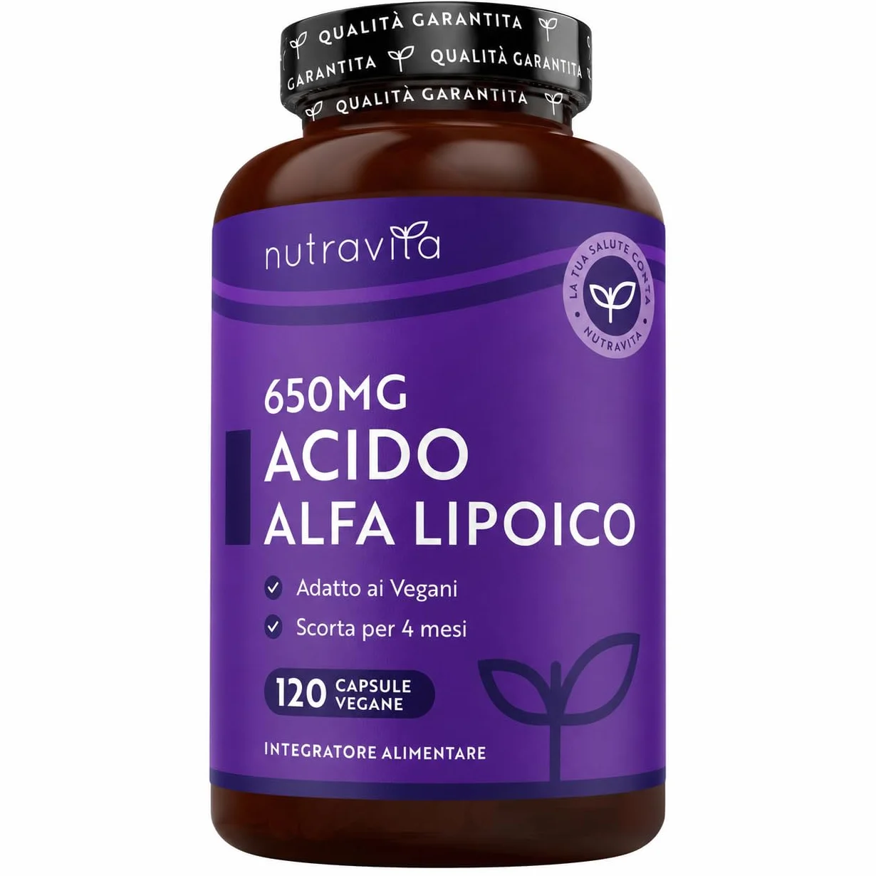 Nutravita Acido Alfa Lipoico 650 mg 120 Capsule Vegane Integratore Alta Concentrazione