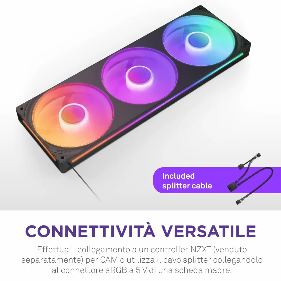 NZXT F360 RGB Core 360mm Single Frame 3x120mm RGB Ventole Nero