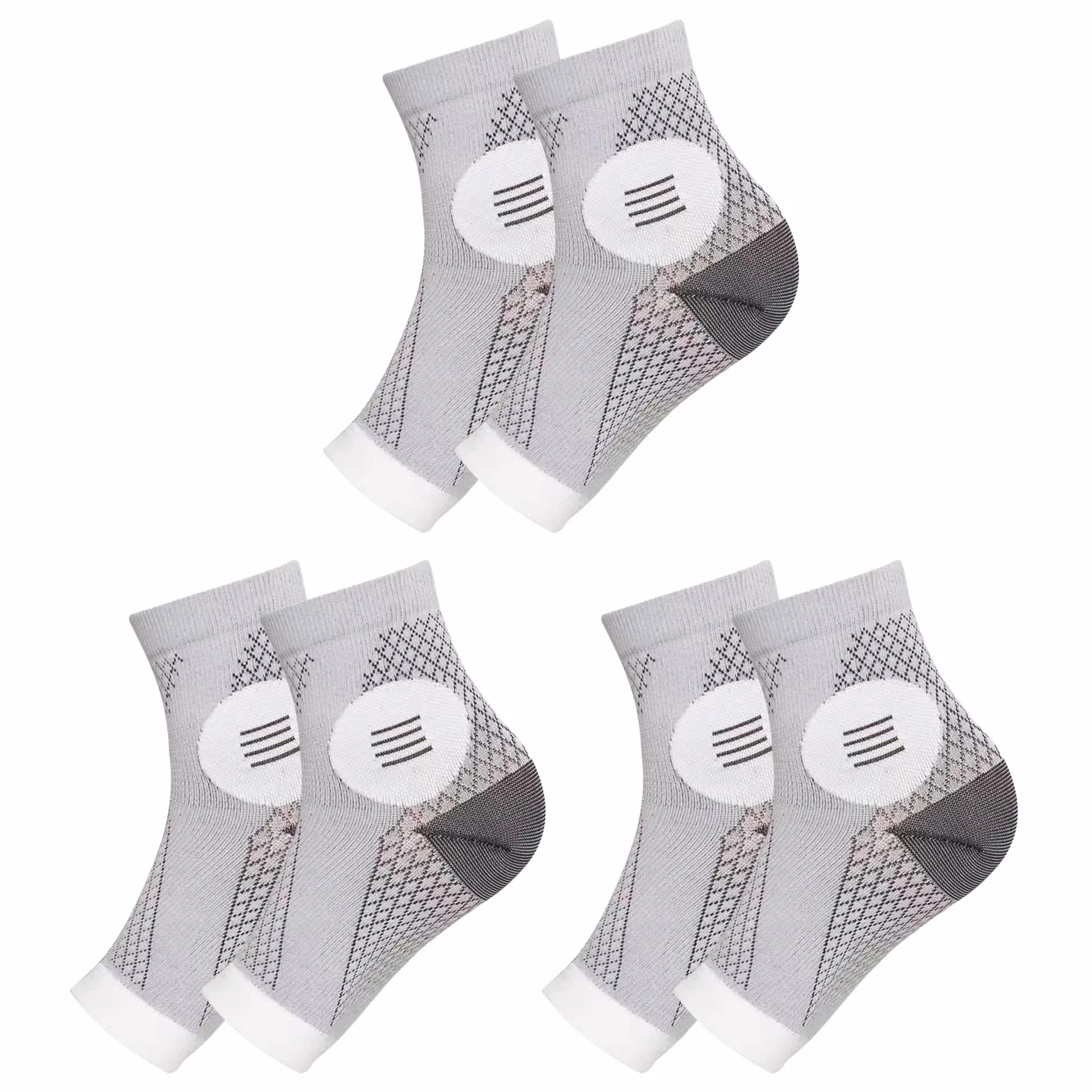 Calzini Compressione Caviglia Neuropatia 3 Paia Calze Ortopediche Grigie Supporto Protezione Ciclismo Corsa Fitness