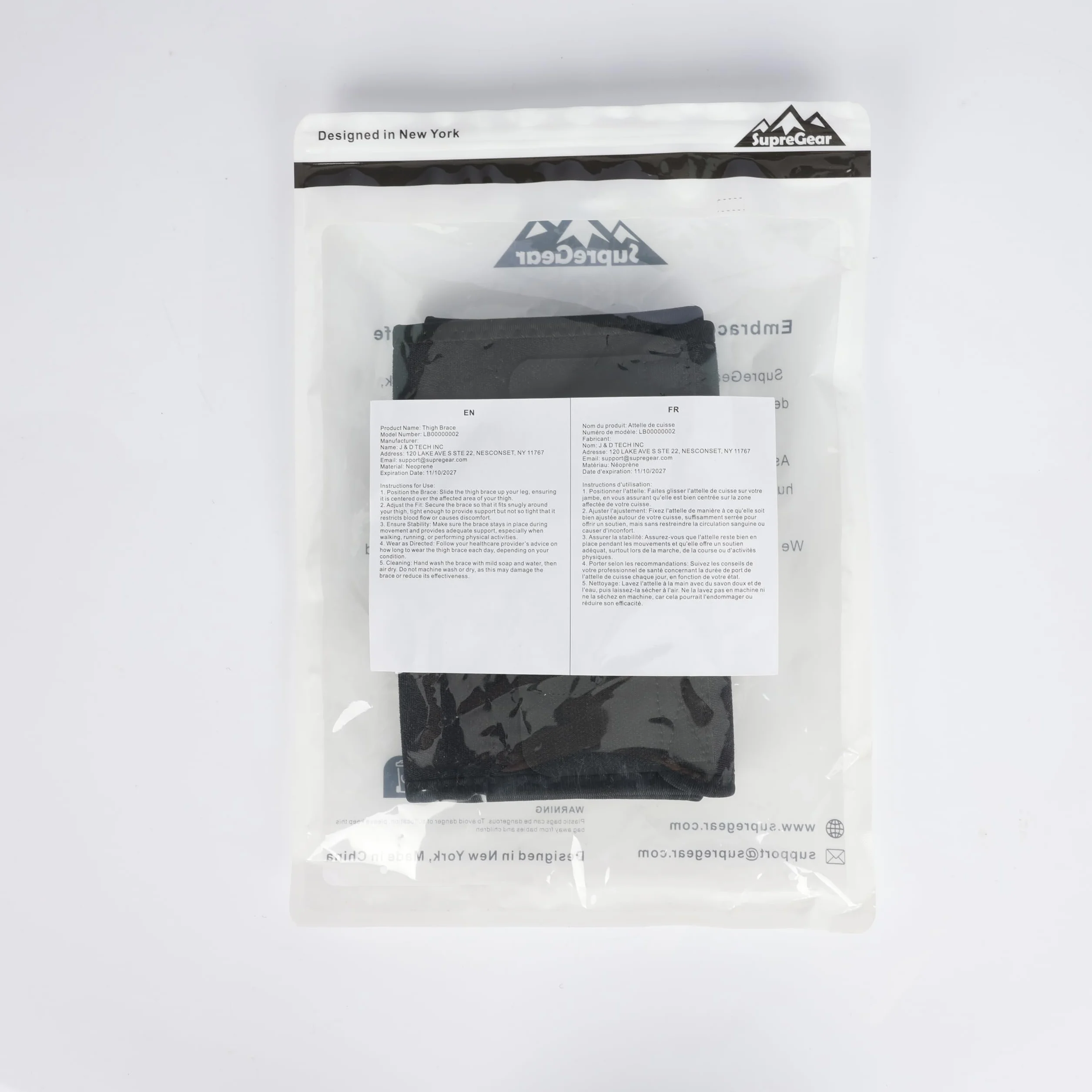 Supregear Supporti per Cosce, Set da 2 Maniche Compressione Antiscivolo, Fascia Regolabile in Neoprene, Nero, XL