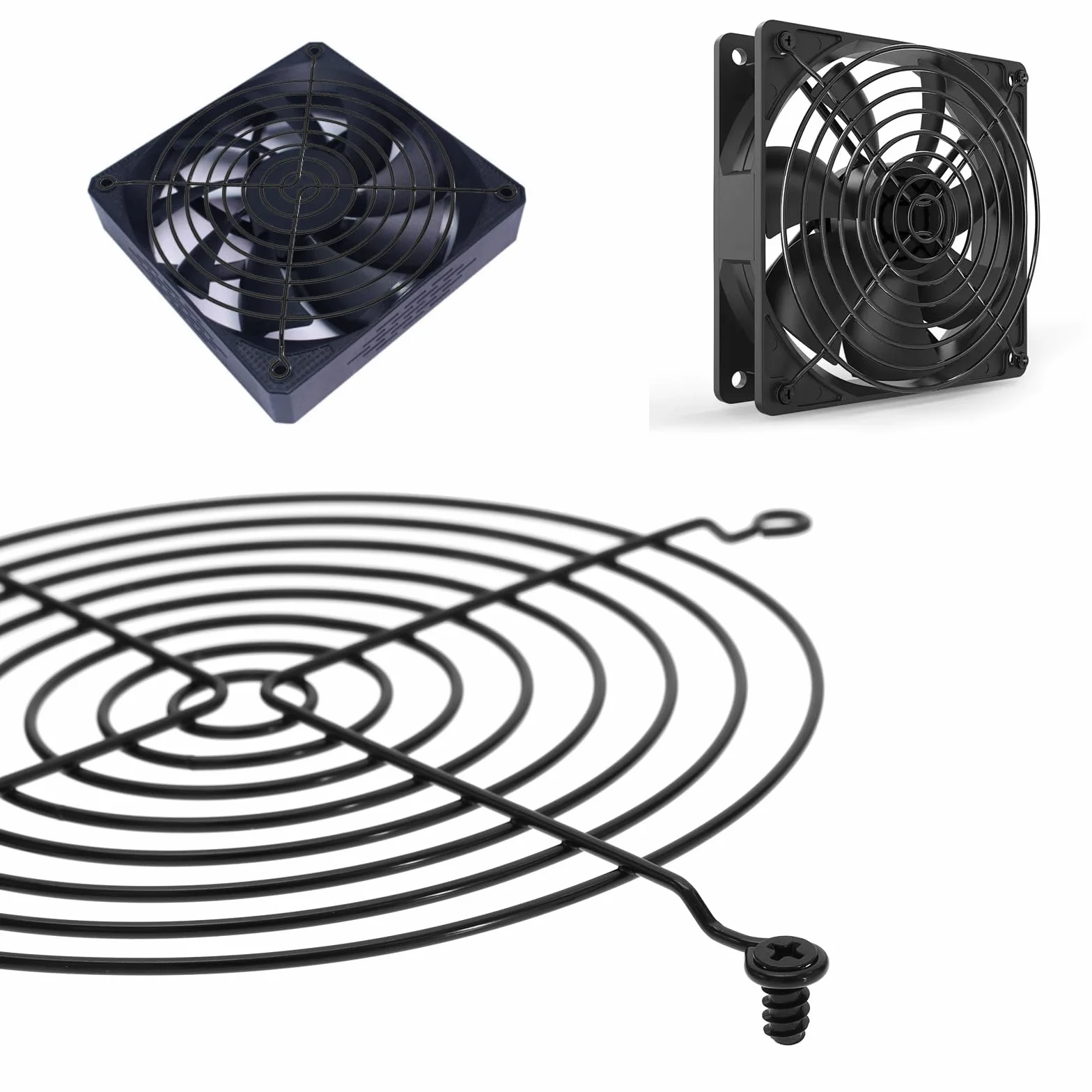 SG Store 2 Pezzi 140 Millimetri Griglie della Ventola in Metallo Cassa della CPU Griglie della Ventola Protezioni Coperture con Viti per PC Stampante 3D Accessori di Ventilazione Domestica Nero