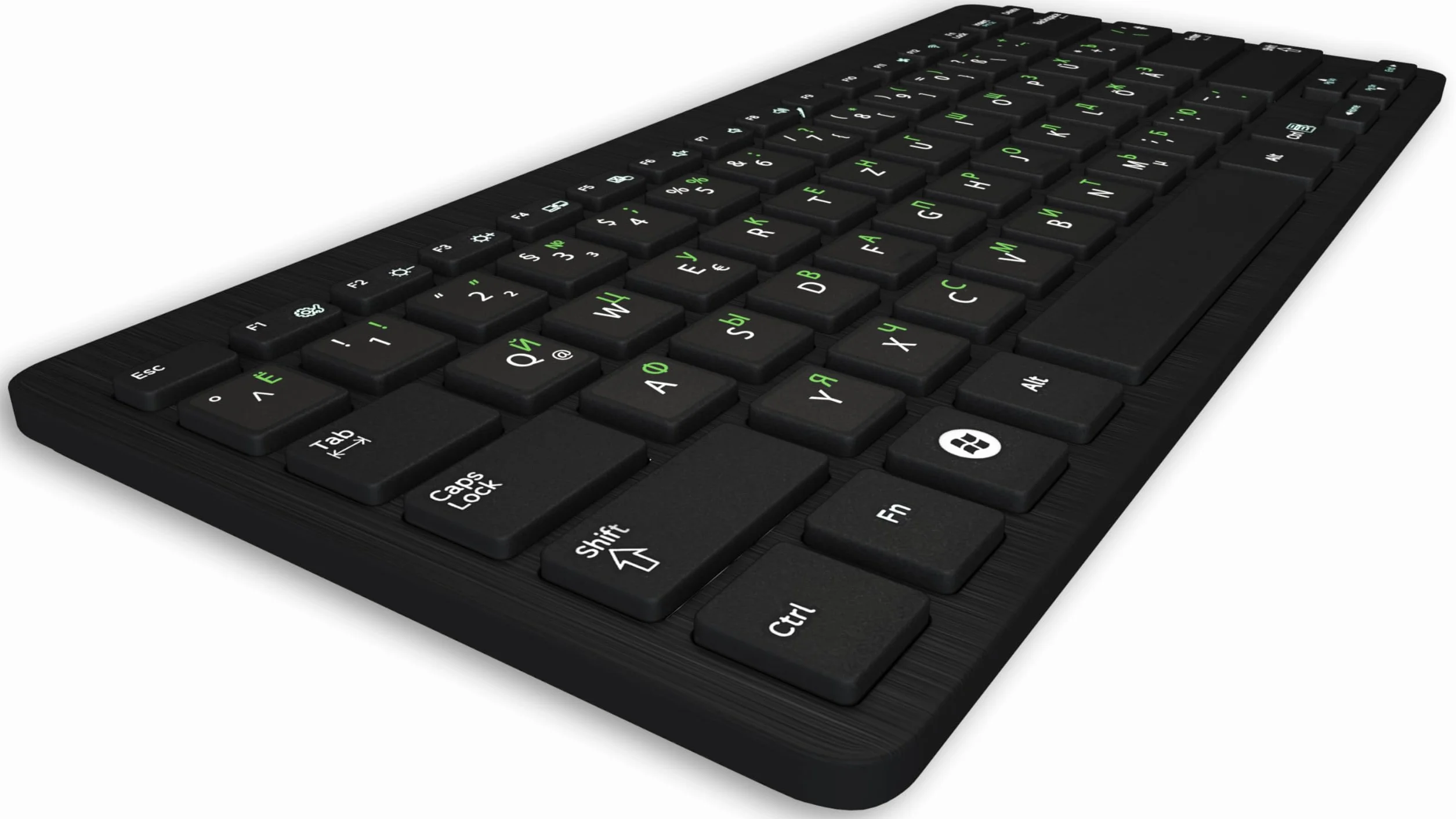 Adesivo russo per tastiere PC/laptop e notebook, 14 x 14 mm, trasparente con vernice protettiva opaca, colore verde chiaro, per tastiere Russian
