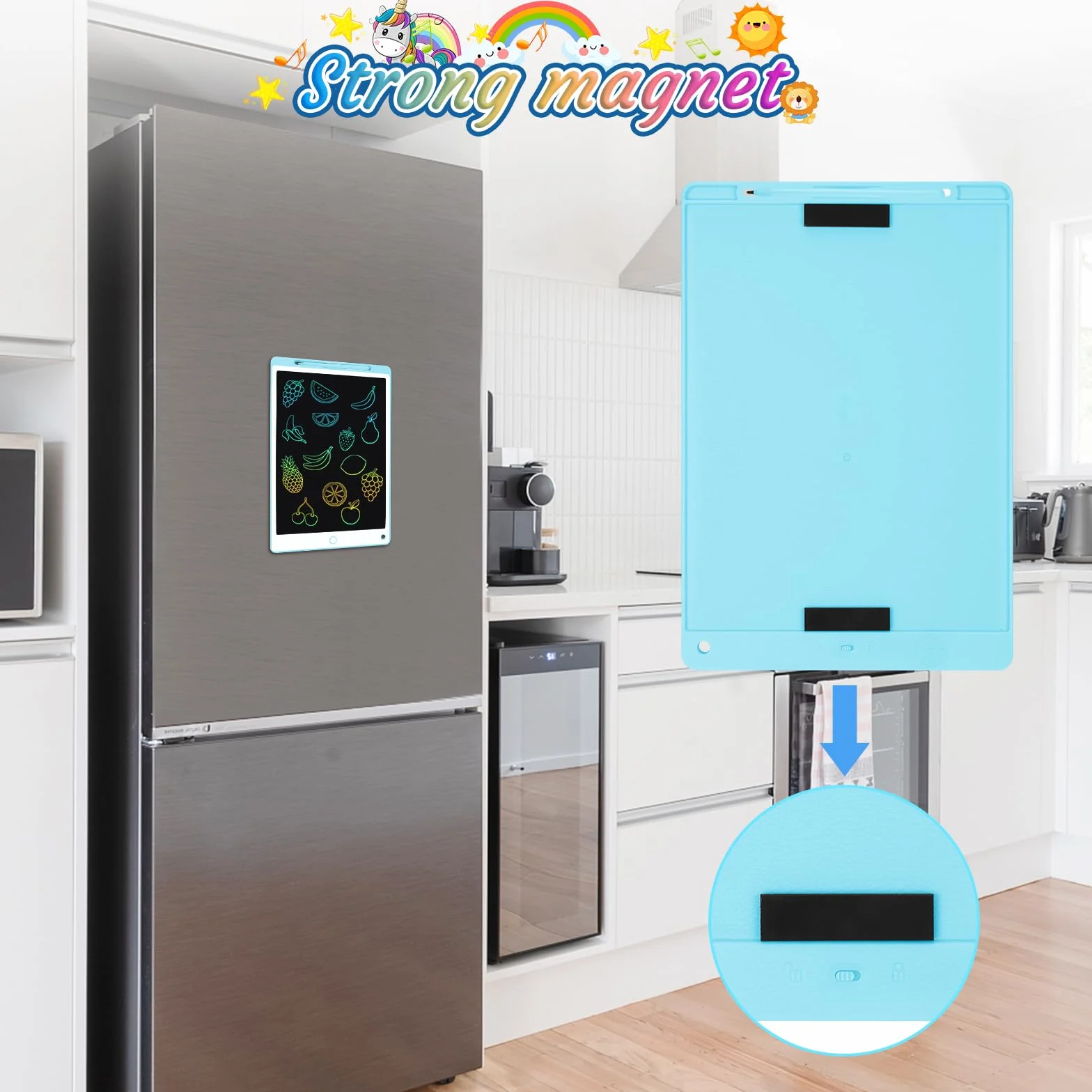 Tavoletta Grafica LCD Scrittura, 10.5 Pollici Tavoletta Grafica Bambini con Scherm Pulsante Elimina e Interruttore Di Blocco Tavoletta Grafica Per Giochi Per 2 3 4 5 6 7 Anni, Blu