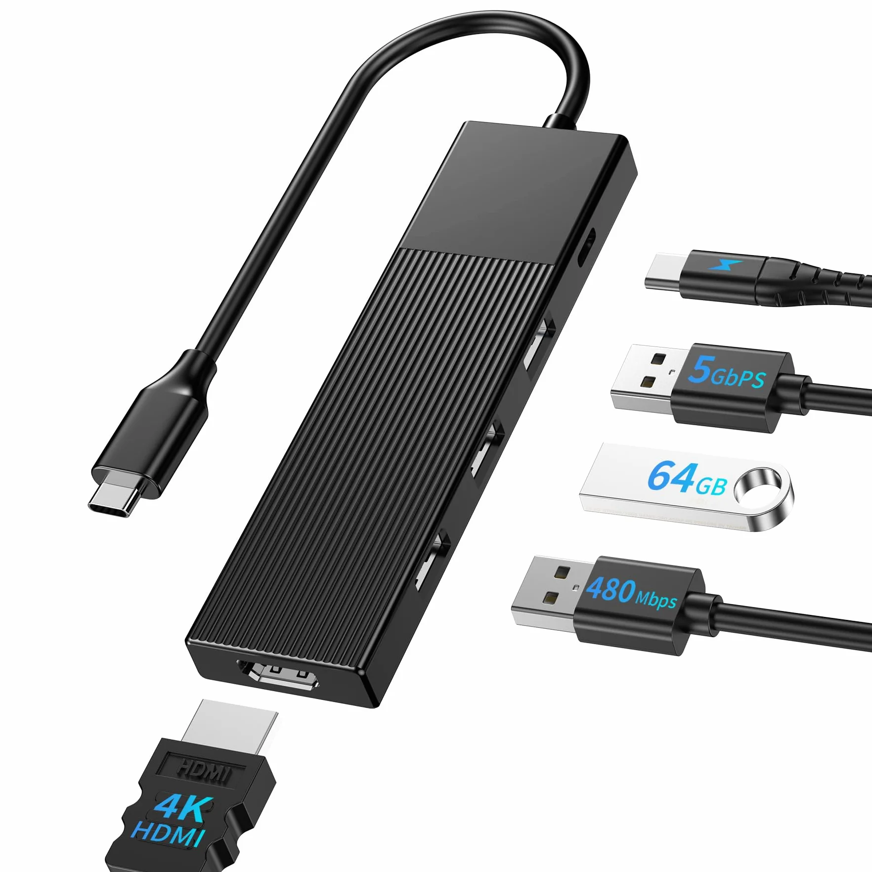 BHHB M86 Hub USB C HDMI 4K/ PD 100W Carica/USB 3.0 5Gbps/ 2*USB 2.0, Hub USBC 5 in 1 Adattatore Multiporta Type C Docking Station Compatibile con MacBook Pro/Air M4 M3 M2 M1, Mac, iMac, iPad, iPhone