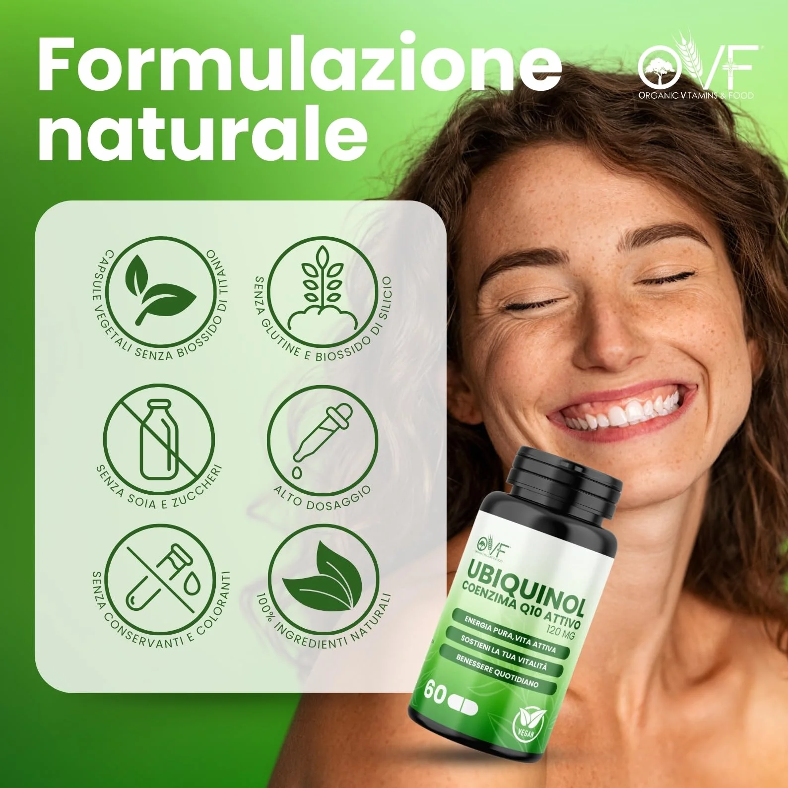 Coenzima Q10 Attivo Ubiquinolo 120mg 60 Capsule Vegetali Integratore Alta Biodisponibilità Vegan Made in Italy