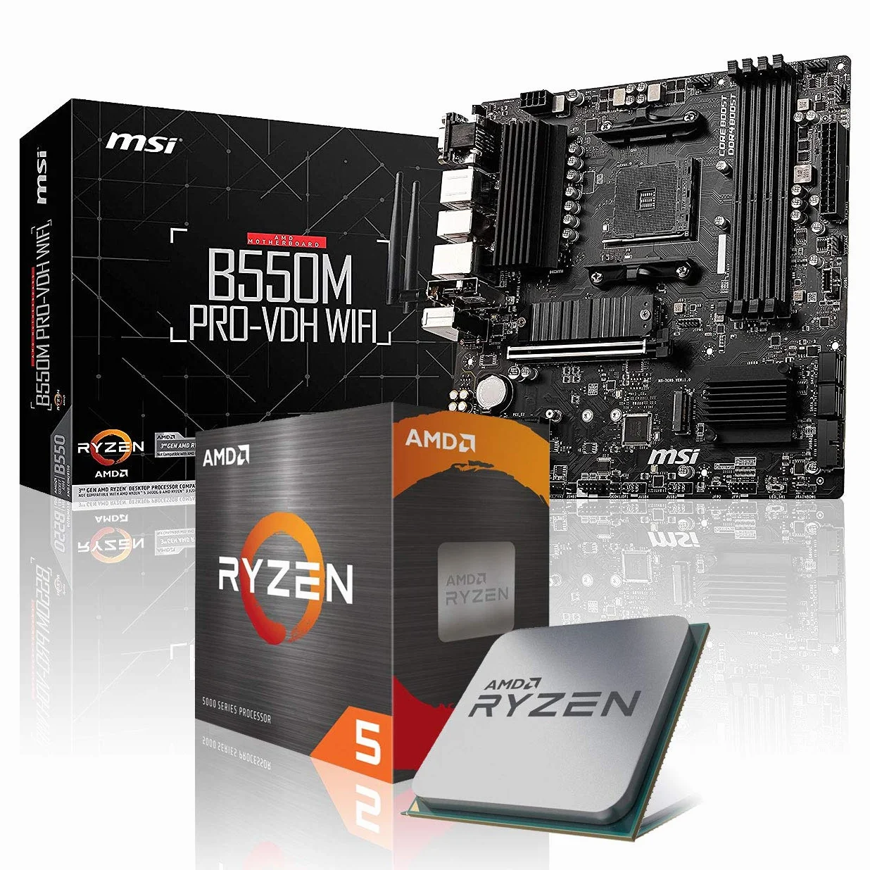 Memory PC Kit di aggiornamento Ryzen 7 5700X 8X 4.6GHz Processore, 32GB DDR4, scheda madre B550M Pro-VDH WiFi (Bios aggiornato + controllo funzionalità)