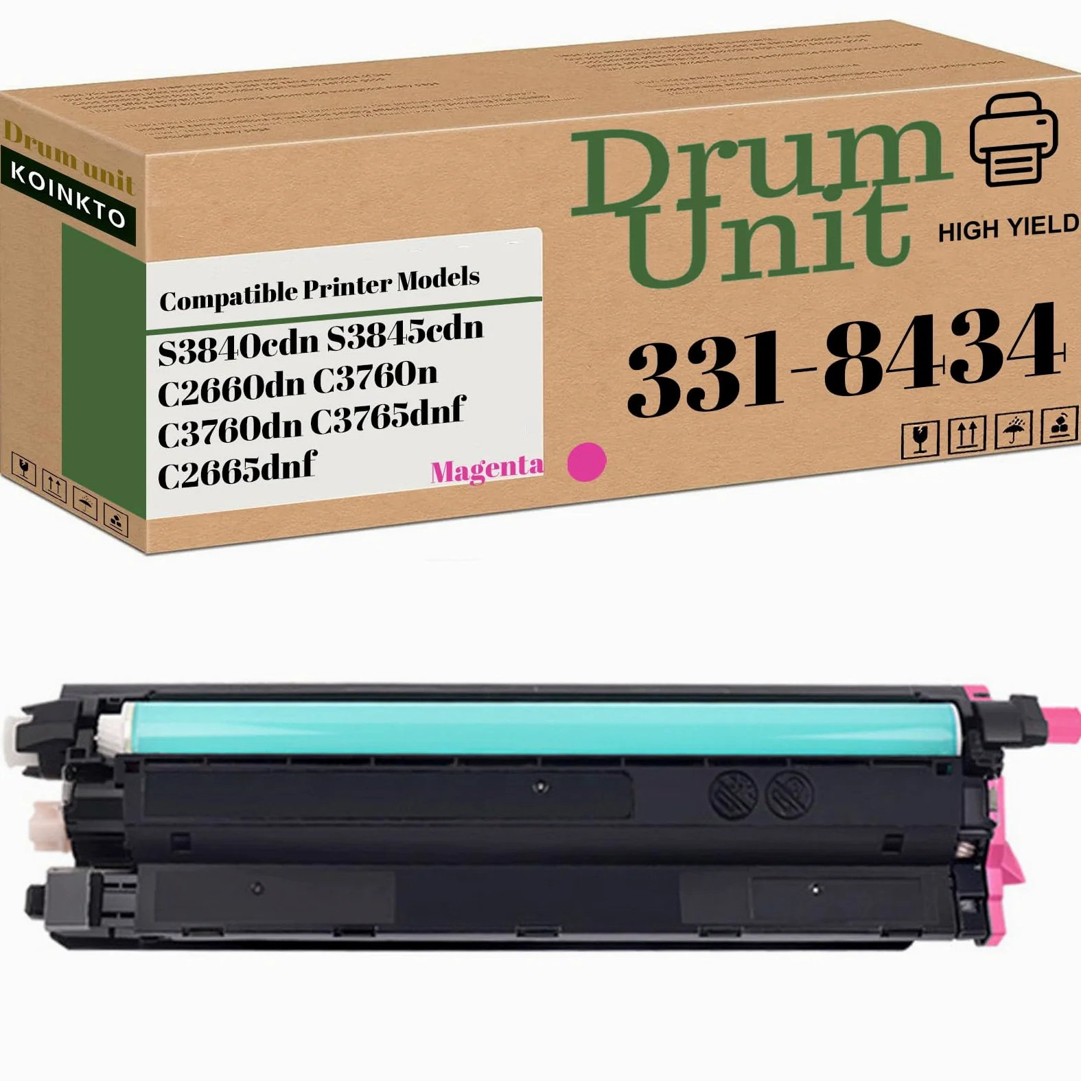 Unità tamburo di ricambio compatibile per stampante Dell TWR5P 331-8434, ad alta resa, compatibile con stampanti C2660dn, C2665dnf, C3760n, C3760dn, C3765dnf, S3840cdn, S3845cdn, confezione da